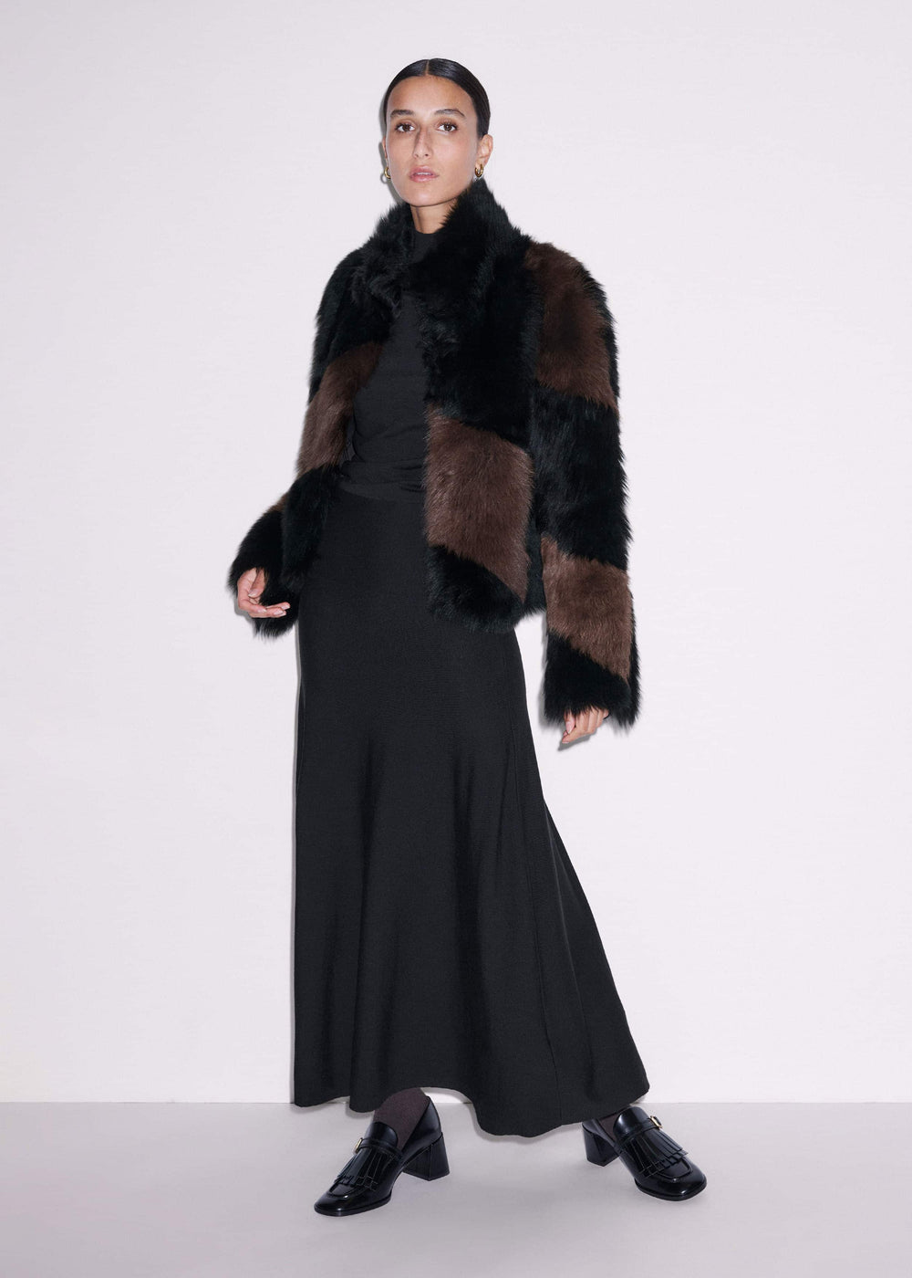 Black High Neck Knit Maxi Dress + Layering Top