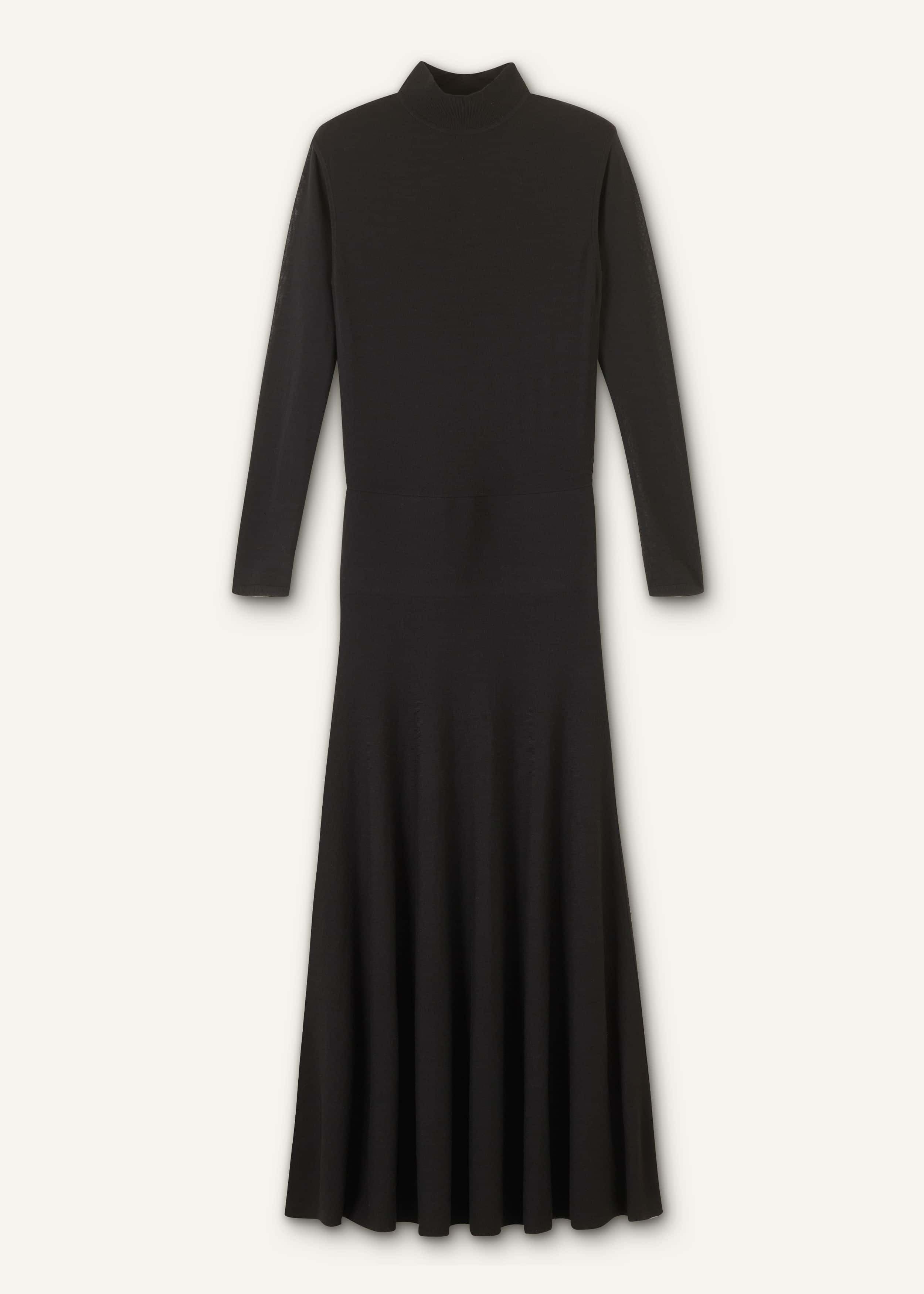 Black High Neck Knit Maxi Dress + Layering Top