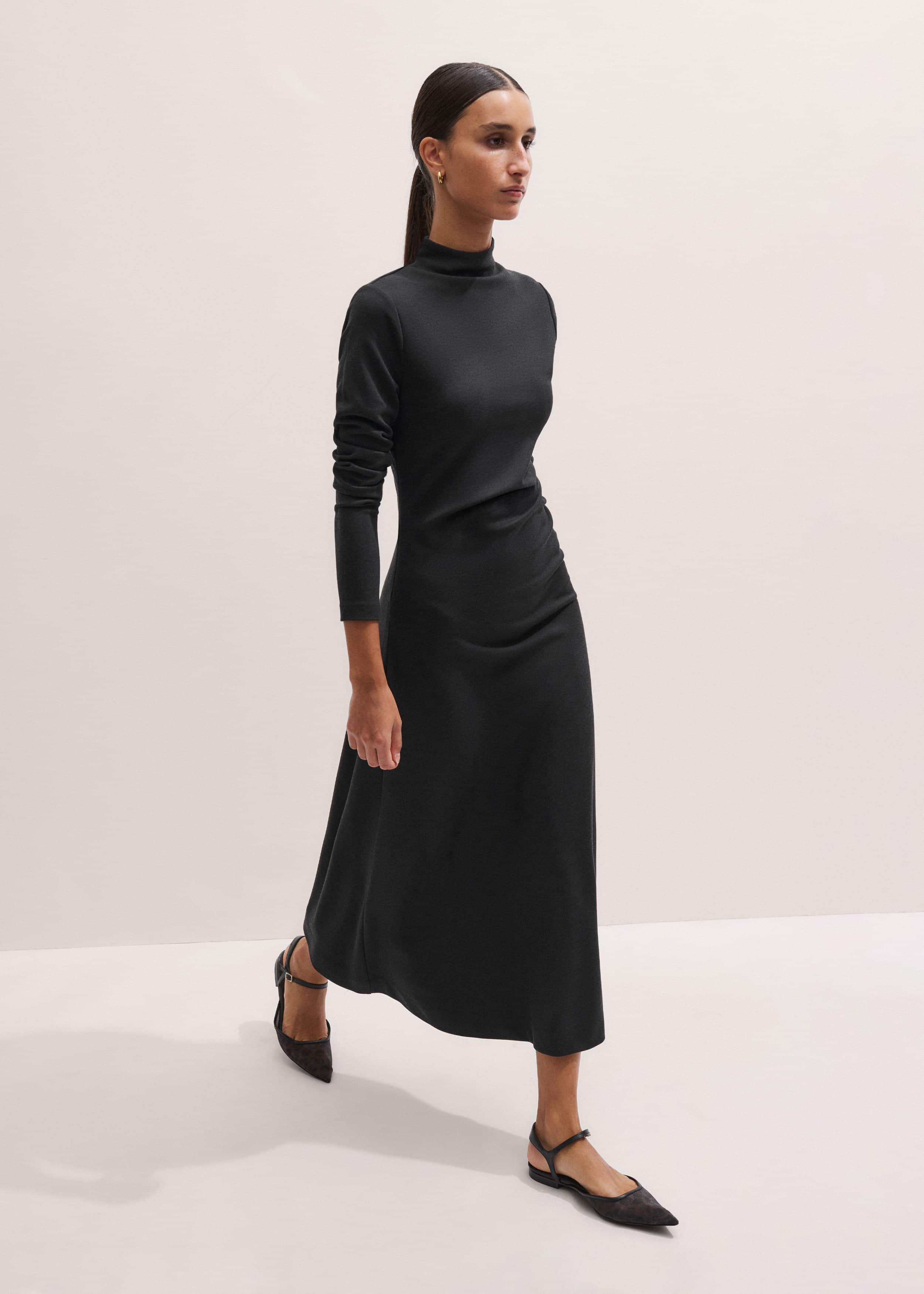 Gray Gathered Maxi Dress