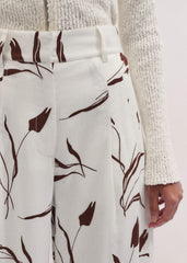 Cream Crease-Less Linen Wide-Leg Pant