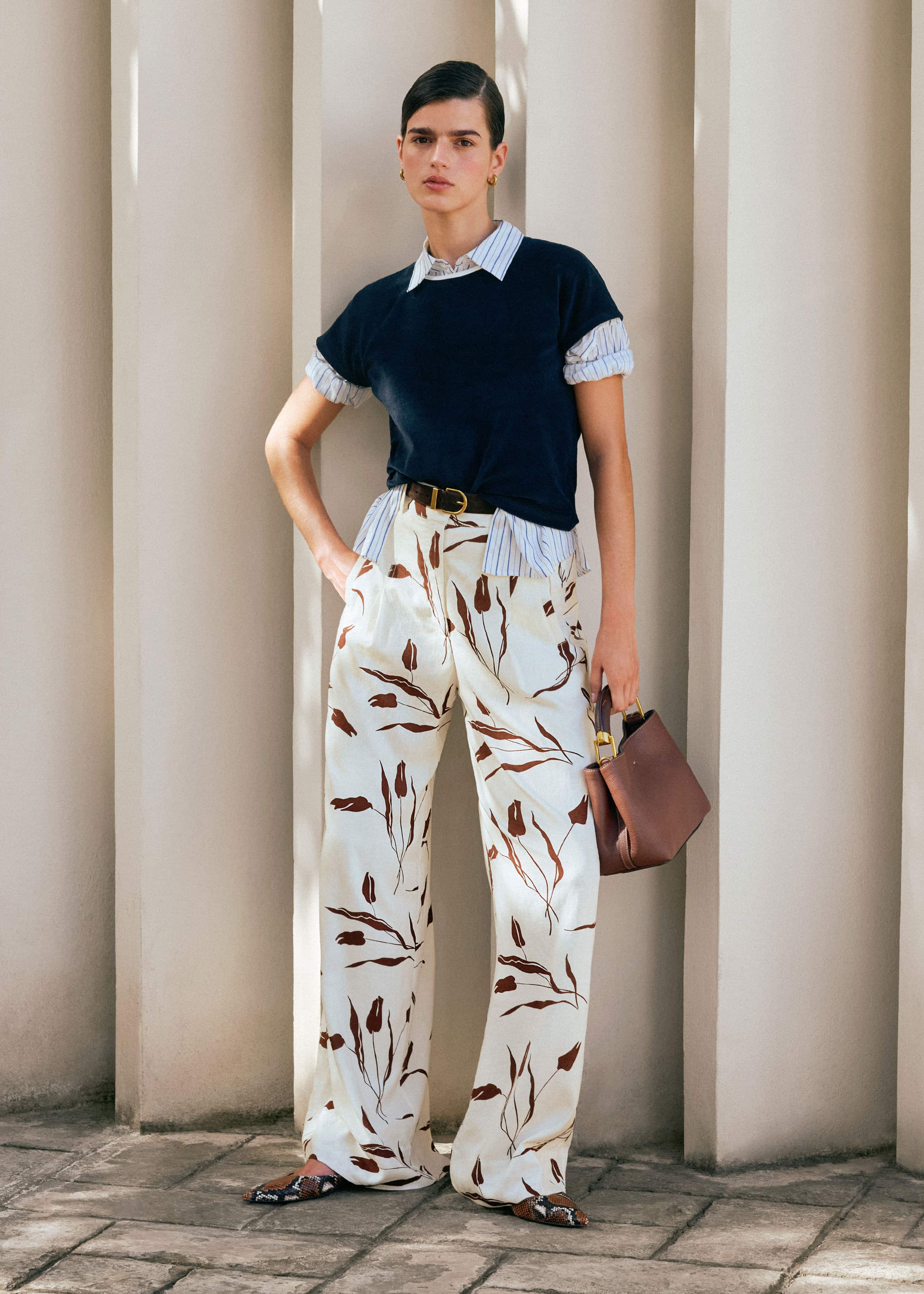 Cream Crease-Less Linen Wide-Leg Pant