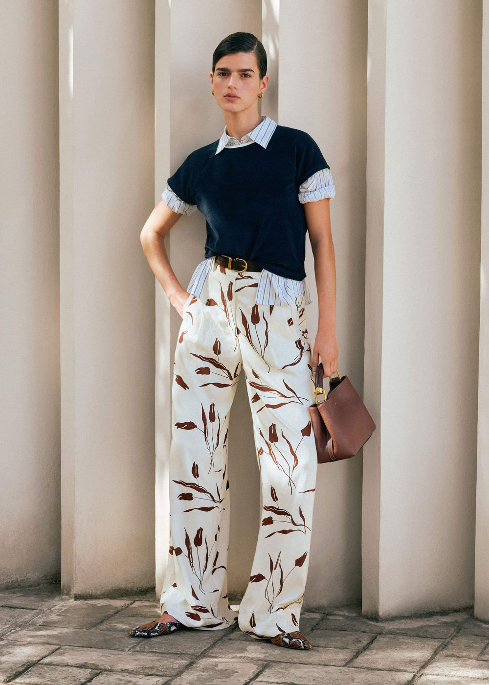 Cream Crease-Less Linen Wide-Leg Pant