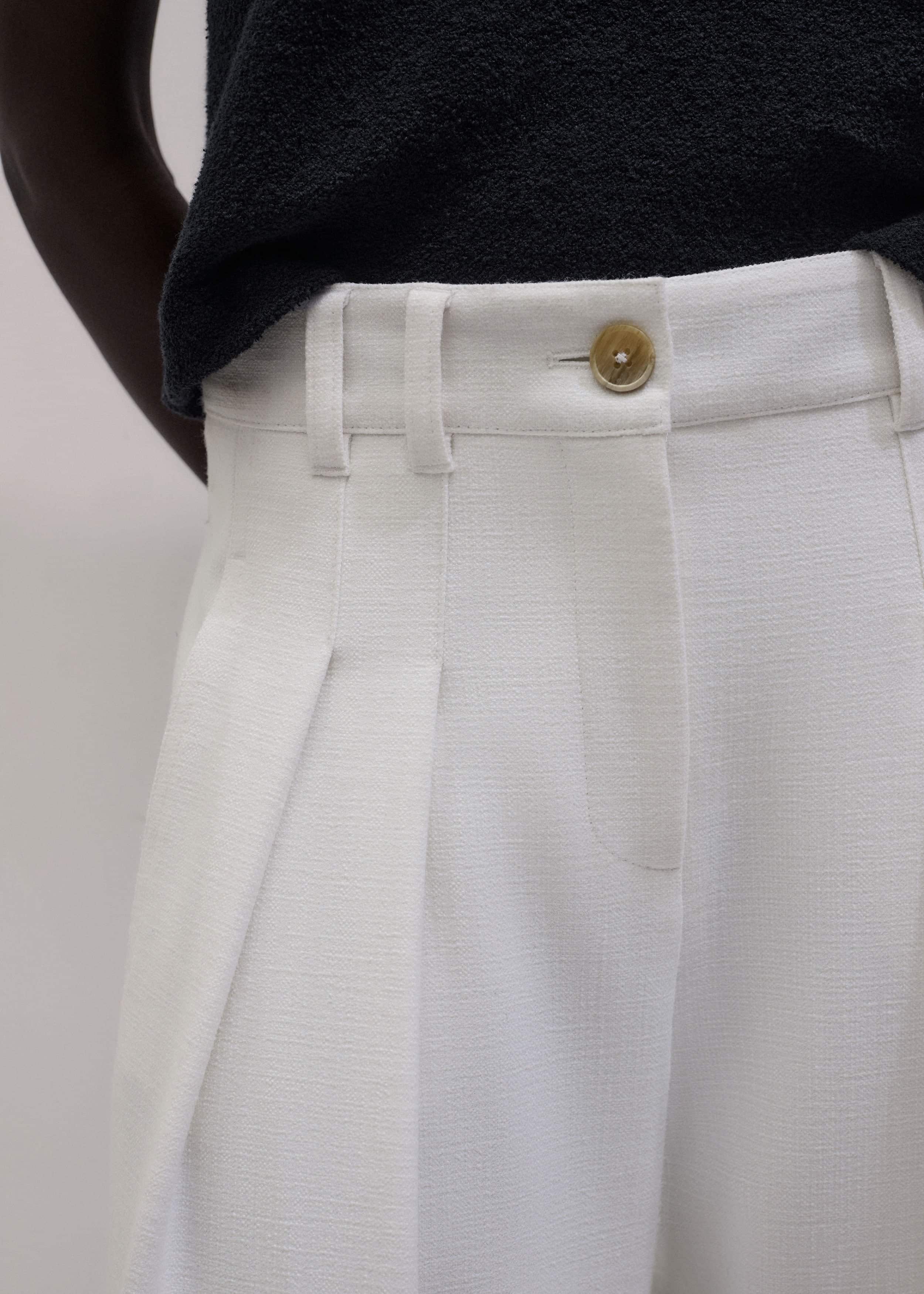 Ivory Double Pleat Wide-Leg Pant