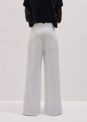 Ivory Double Pleat Wide-Leg Pant