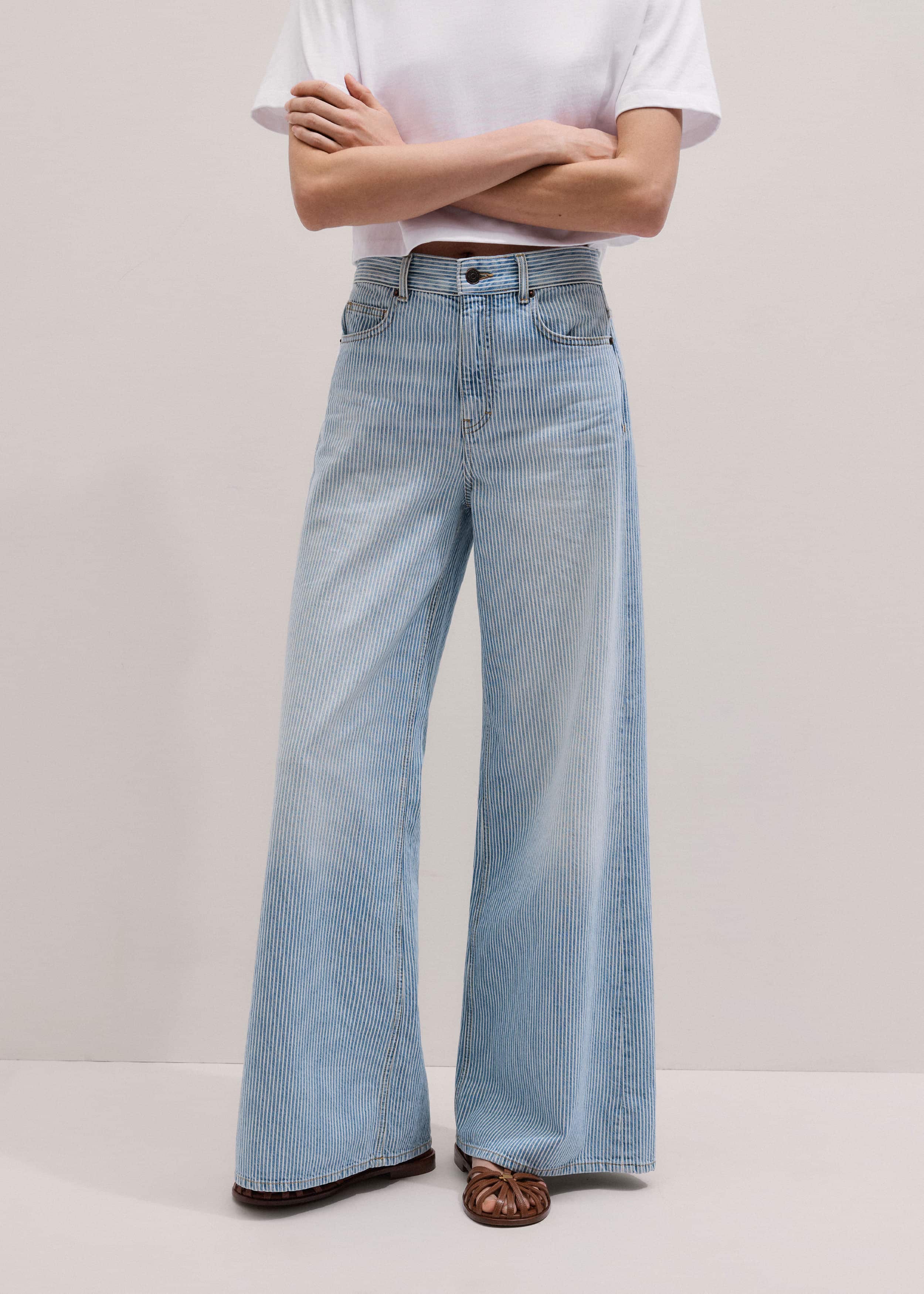 Blue Micro Stripe Ultimate Wide-Leg Jean