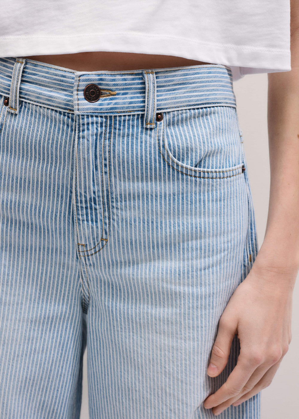 Blue Micro Stripe Ultimate Wide-Leg Jean