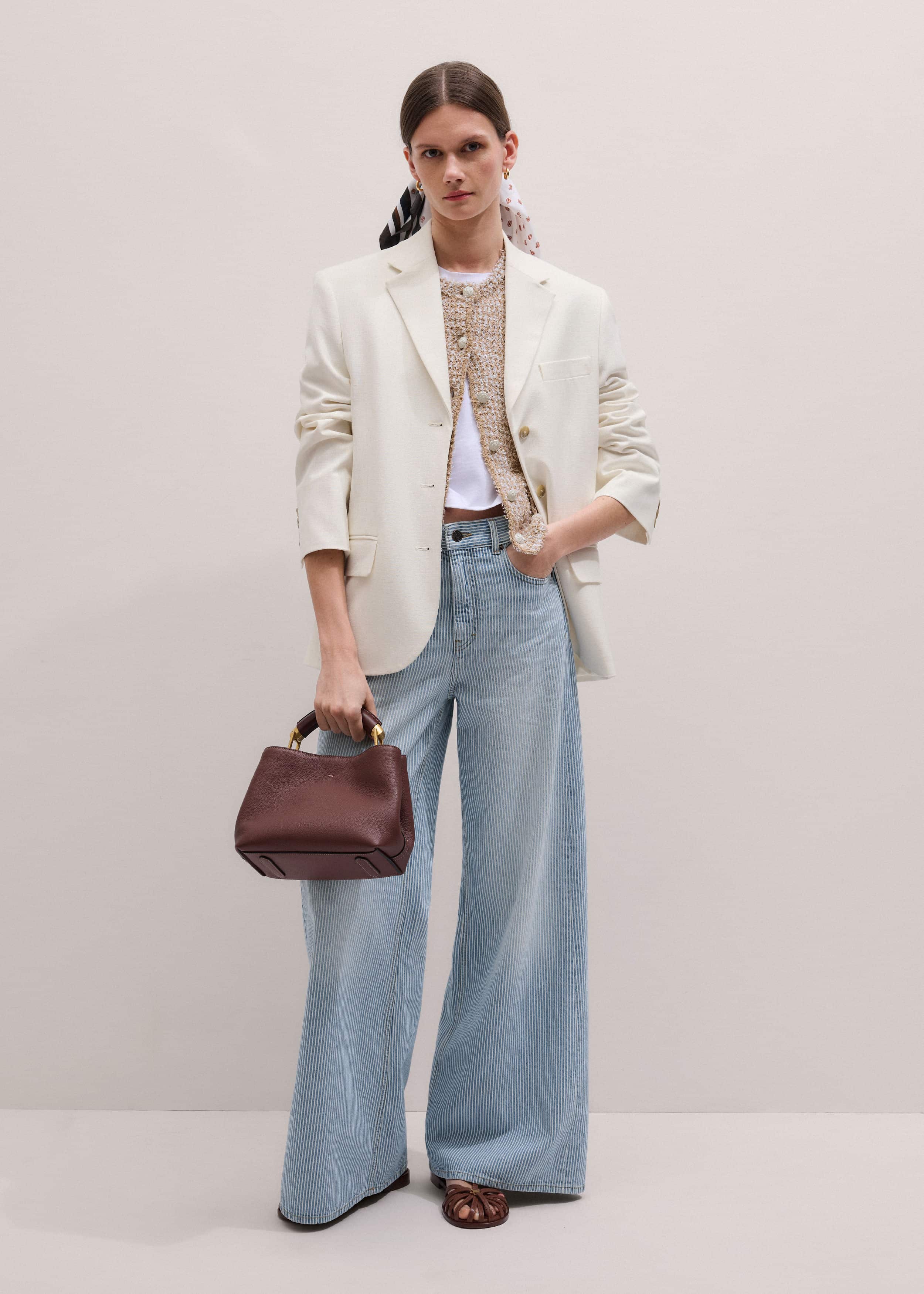 Blue Micro Stripe Ultimate Wide-Leg Jean