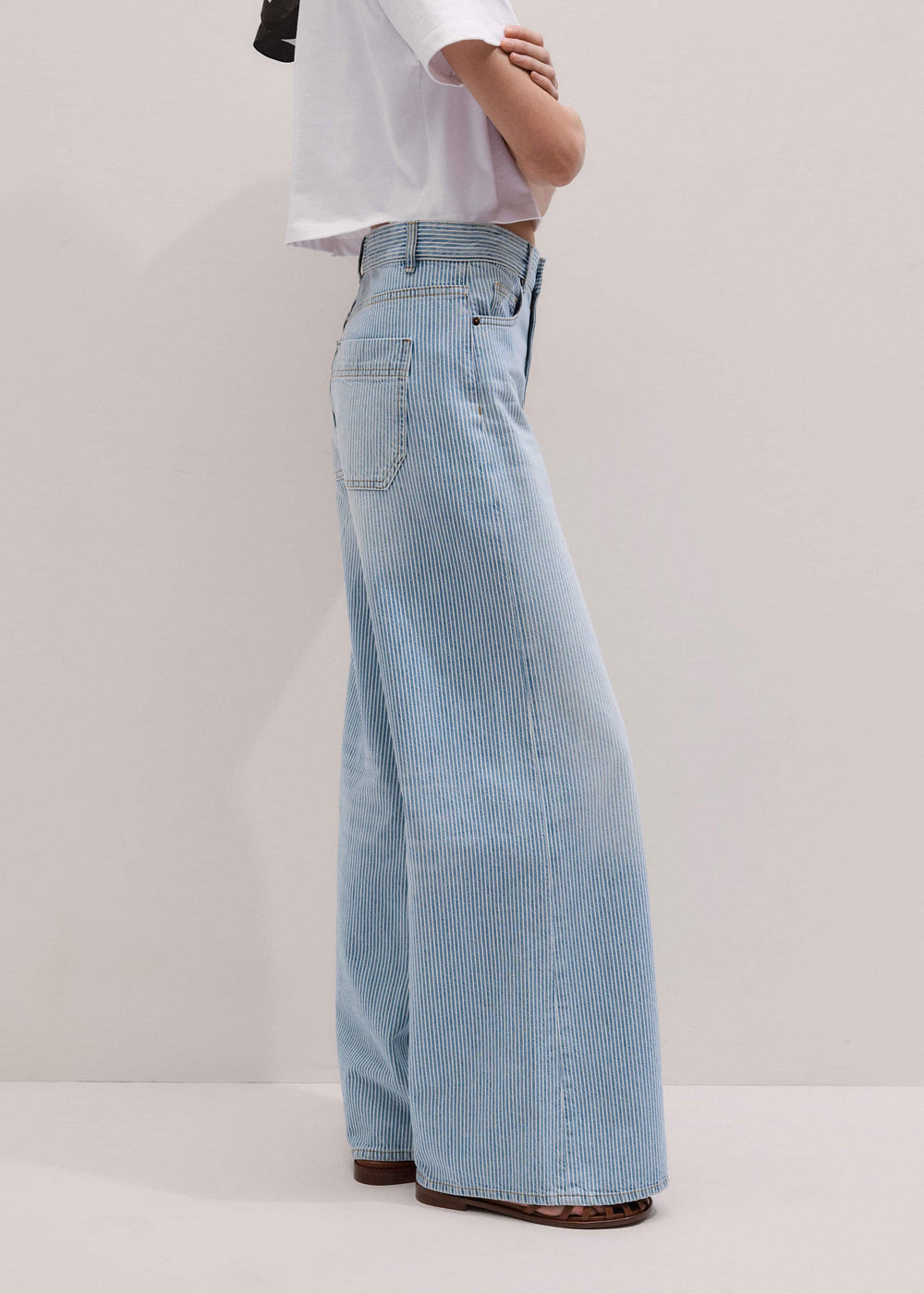 Blue Micro Stripe Ultimate Wide-Leg Jean