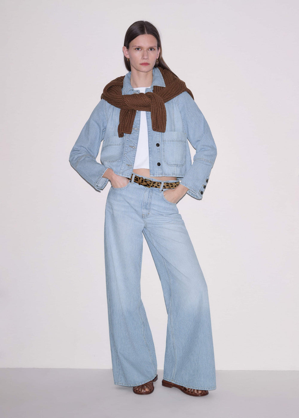 Blue Micro Stripe Ultimate Wide-Leg Jean
