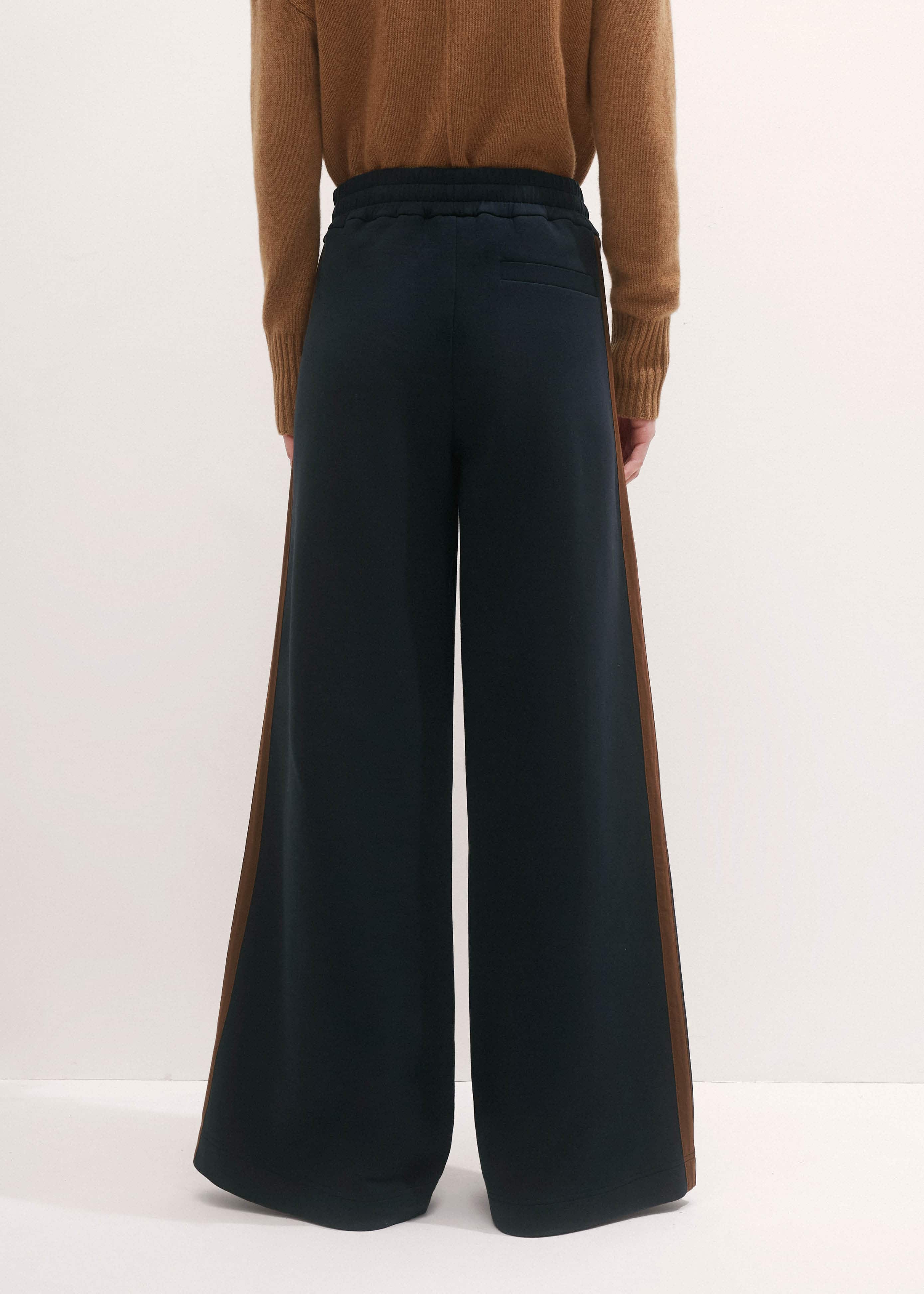 Navy Side Stripe Stretch Jersey Icon Track Pant