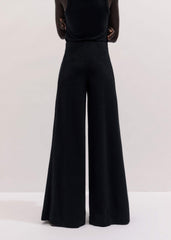 Black Textured Wide-Leg Palazzo Pant