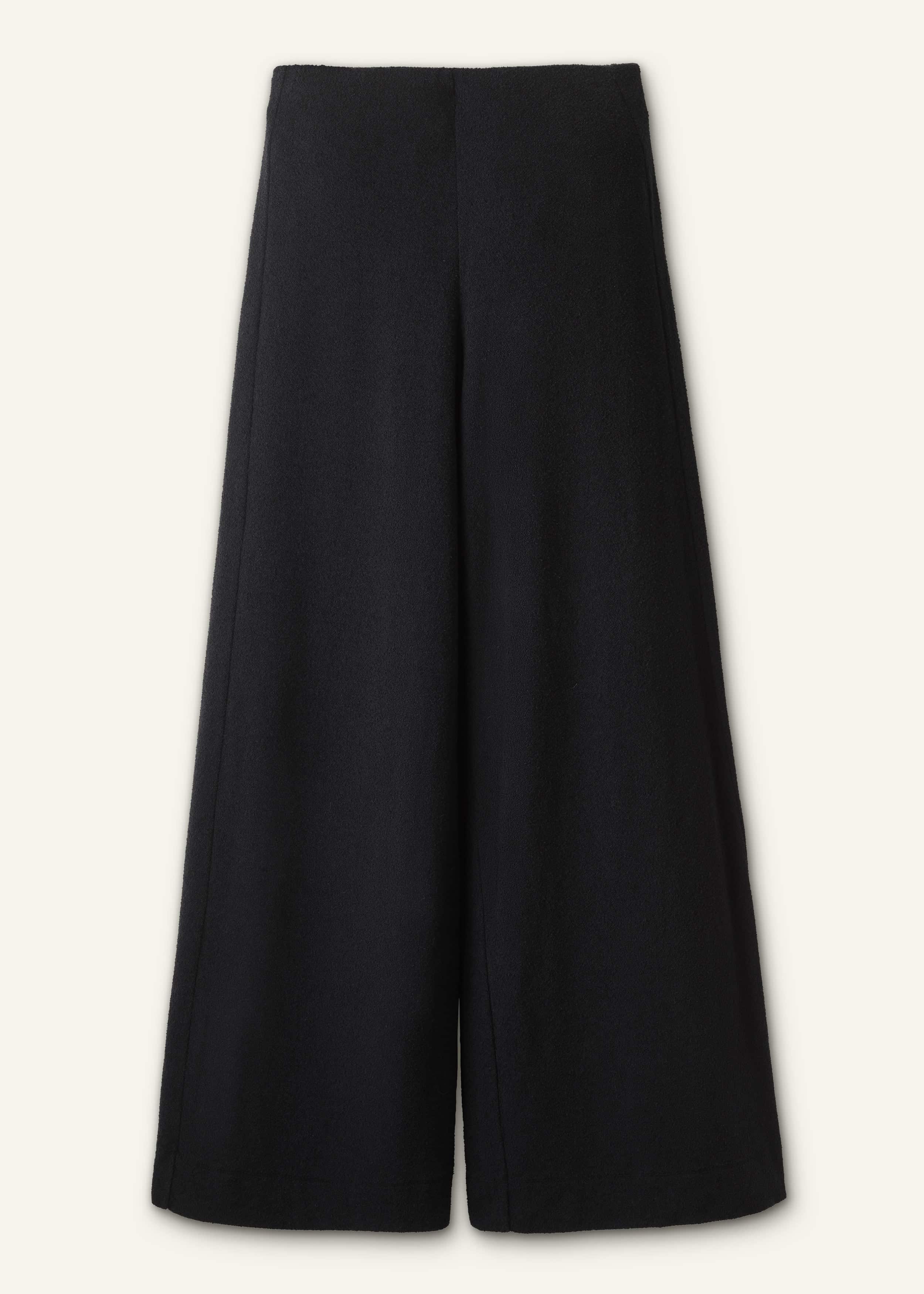Black Textured Wide-Leg Palazzo Pant