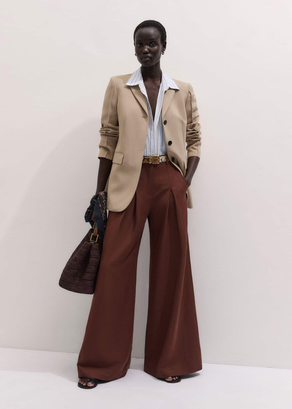 Cinnamon Brown Very Wide-Leg Pant