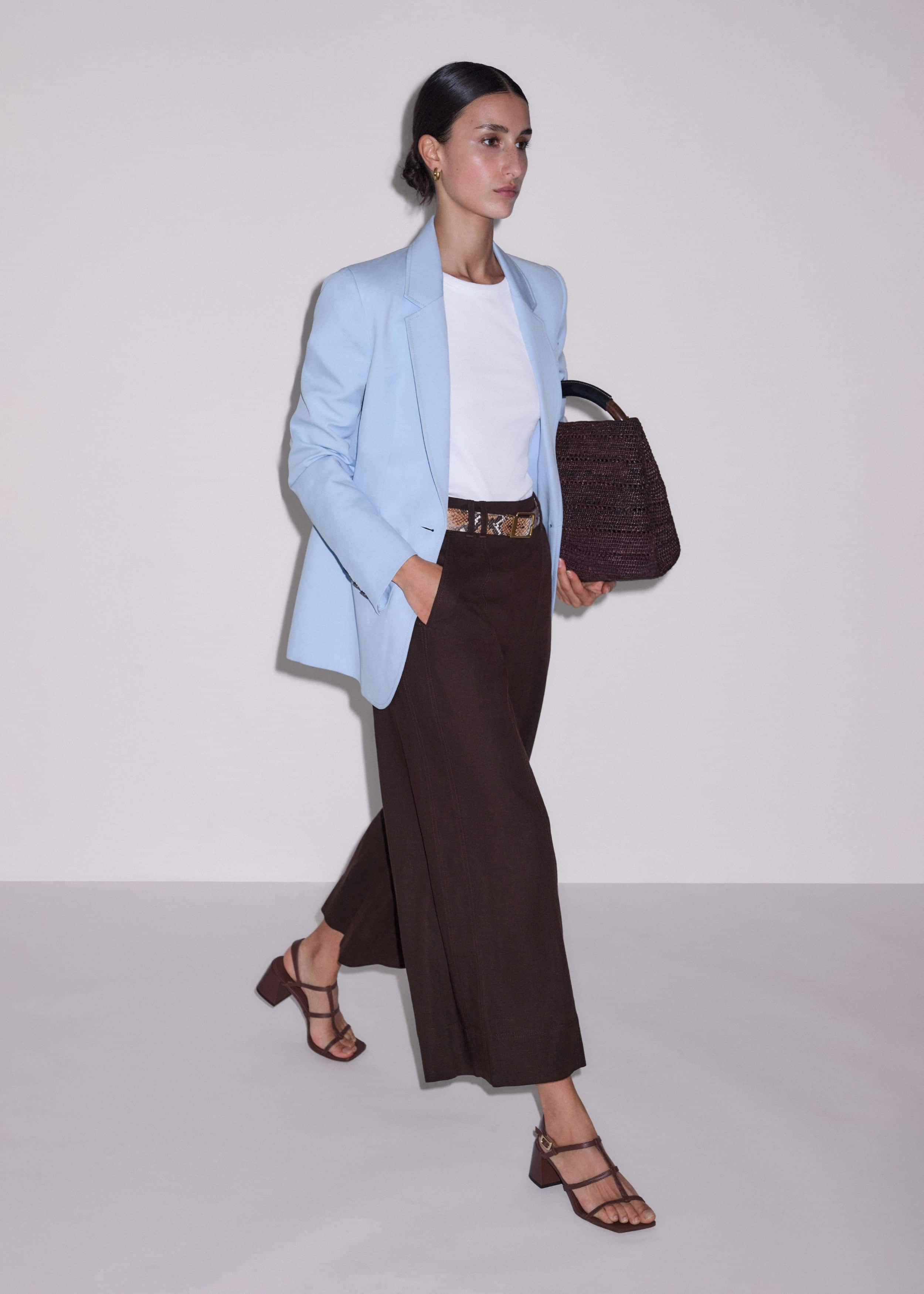 Brown Crop Wide-Leg Pant