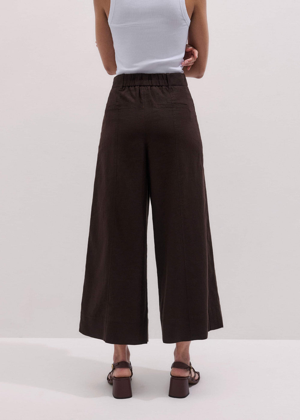 Brown Crop Wide-Leg Pant