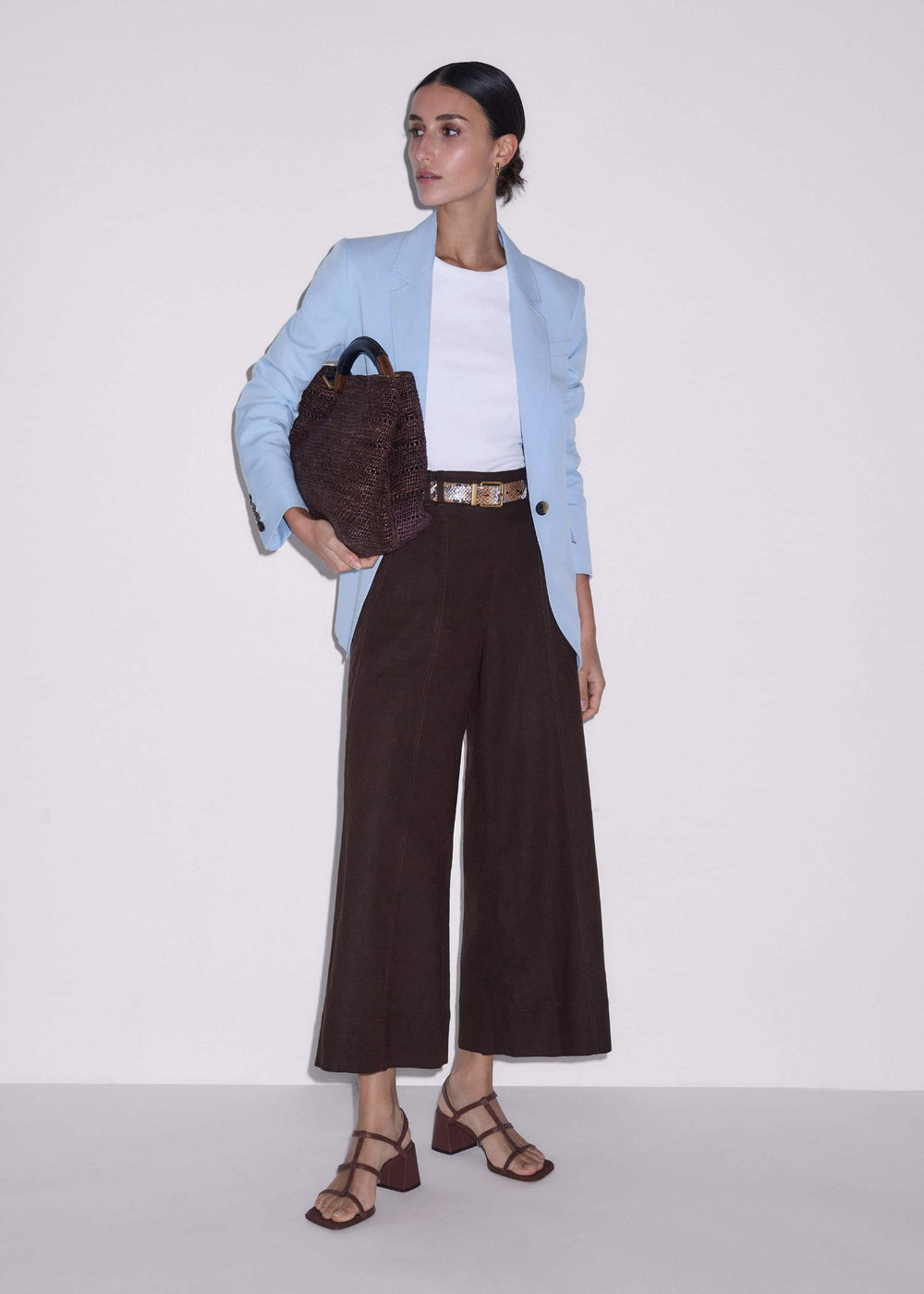 Brown Crop Wide-Leg Pant