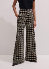 Navy Graphic Jacquard Wide-Leg Pant