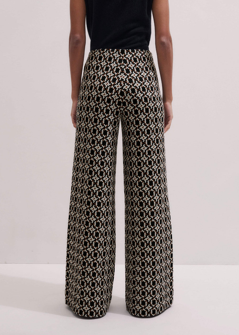 Navy Graphic Jacquard Wide-Leg Pant