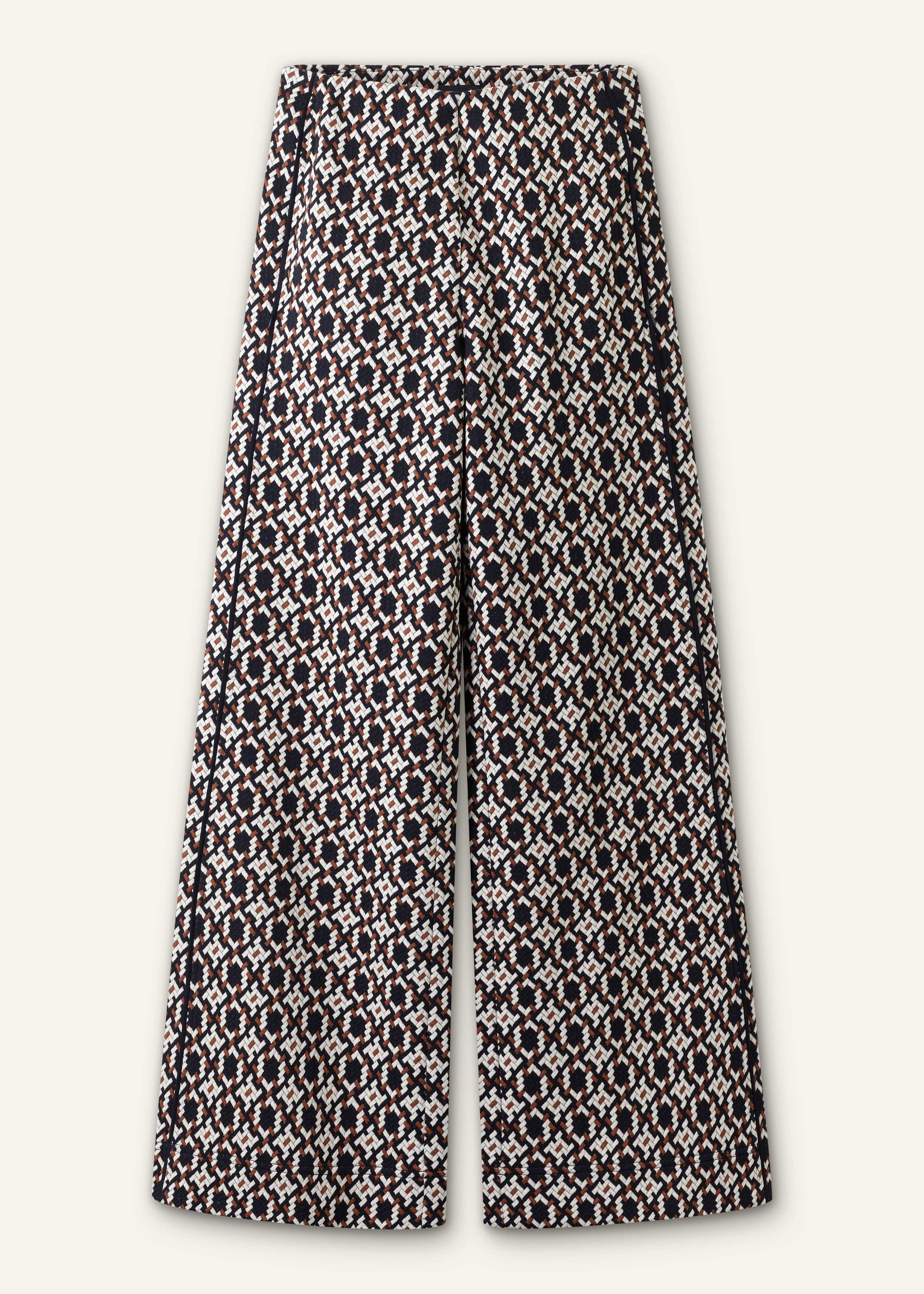 Navy Graphic Jacquard Wide-Leg Pant