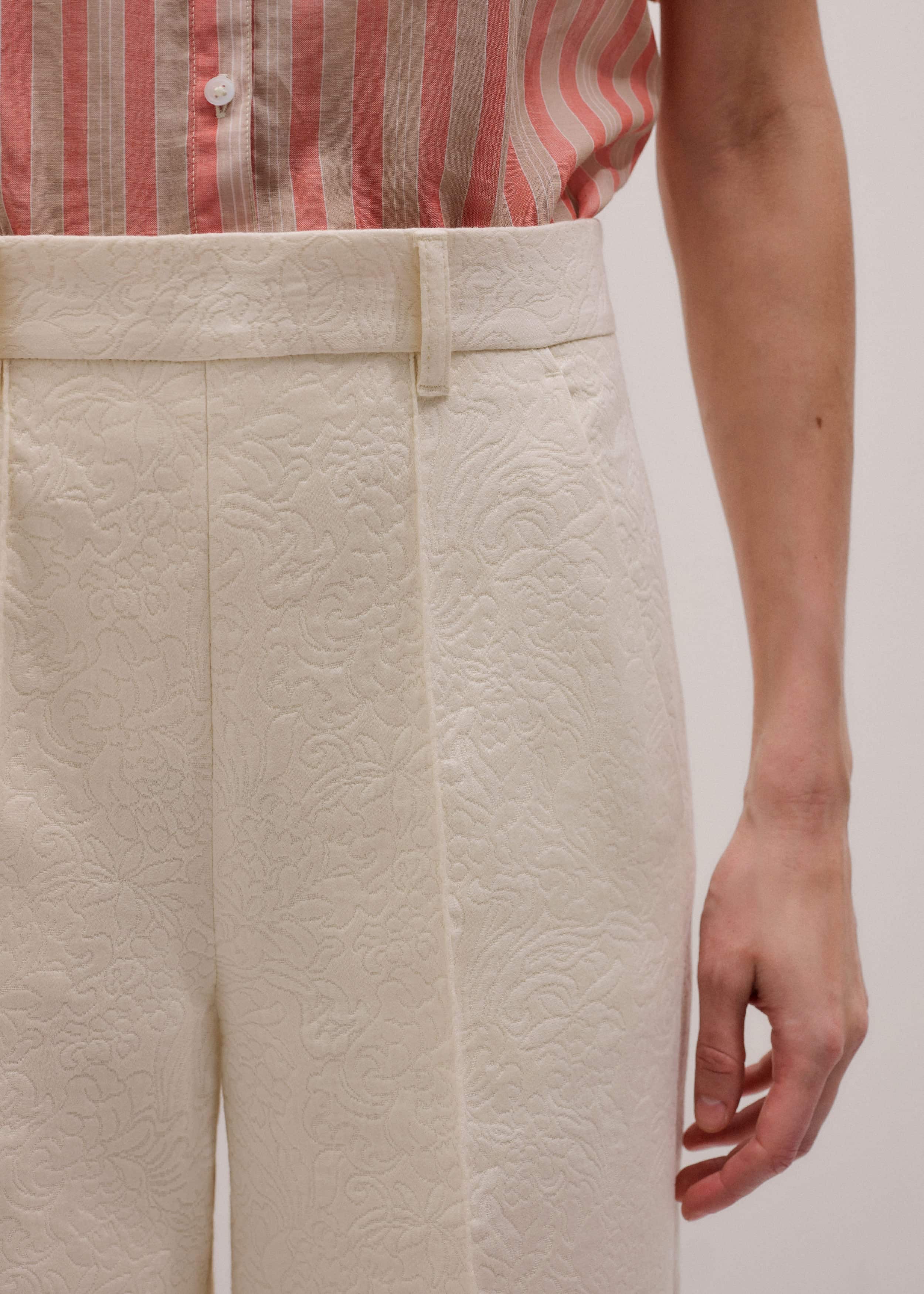 Ivory Luxe Jacquard Wide-Leg Pant