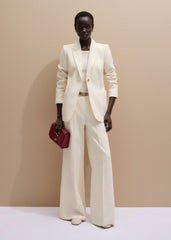 Ivory Luxe Jacquard Wide-Leg Pant