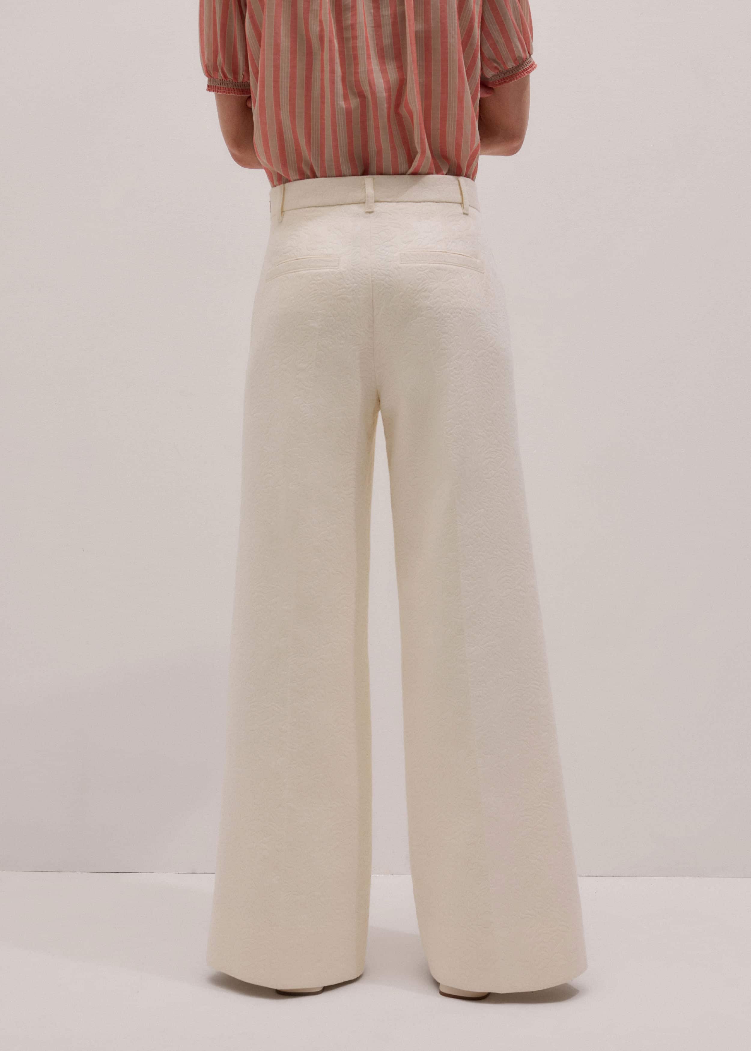 Ivory Luxe Jacquard Wide-Leg Pant