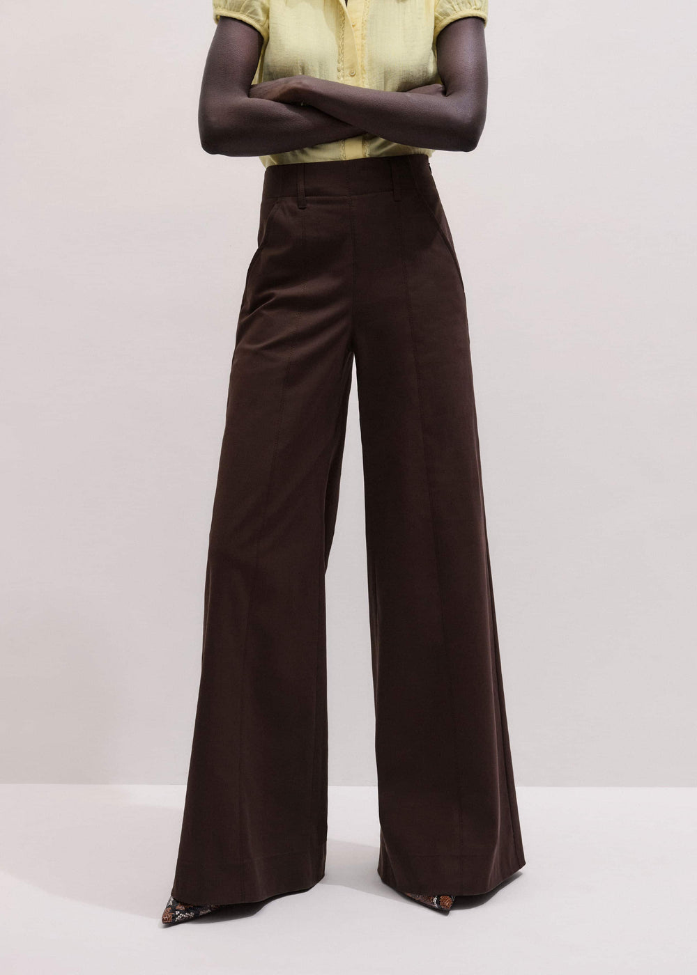 Brown High Waist Wide-Leg Pant