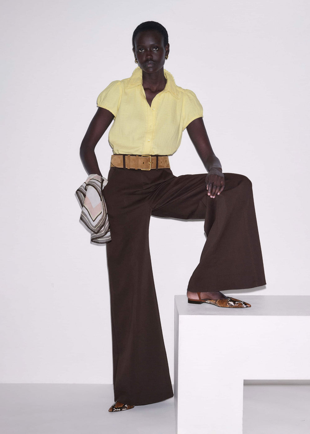 Brown High Waist Wide-Leg Pant