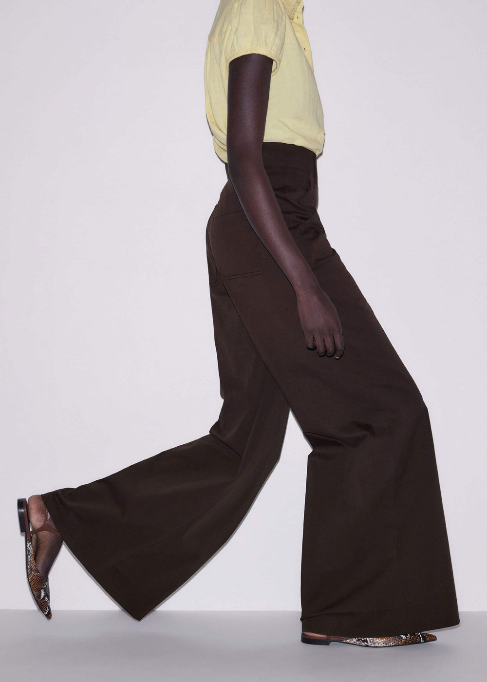 Brown High Waist Wide-Leg Pant