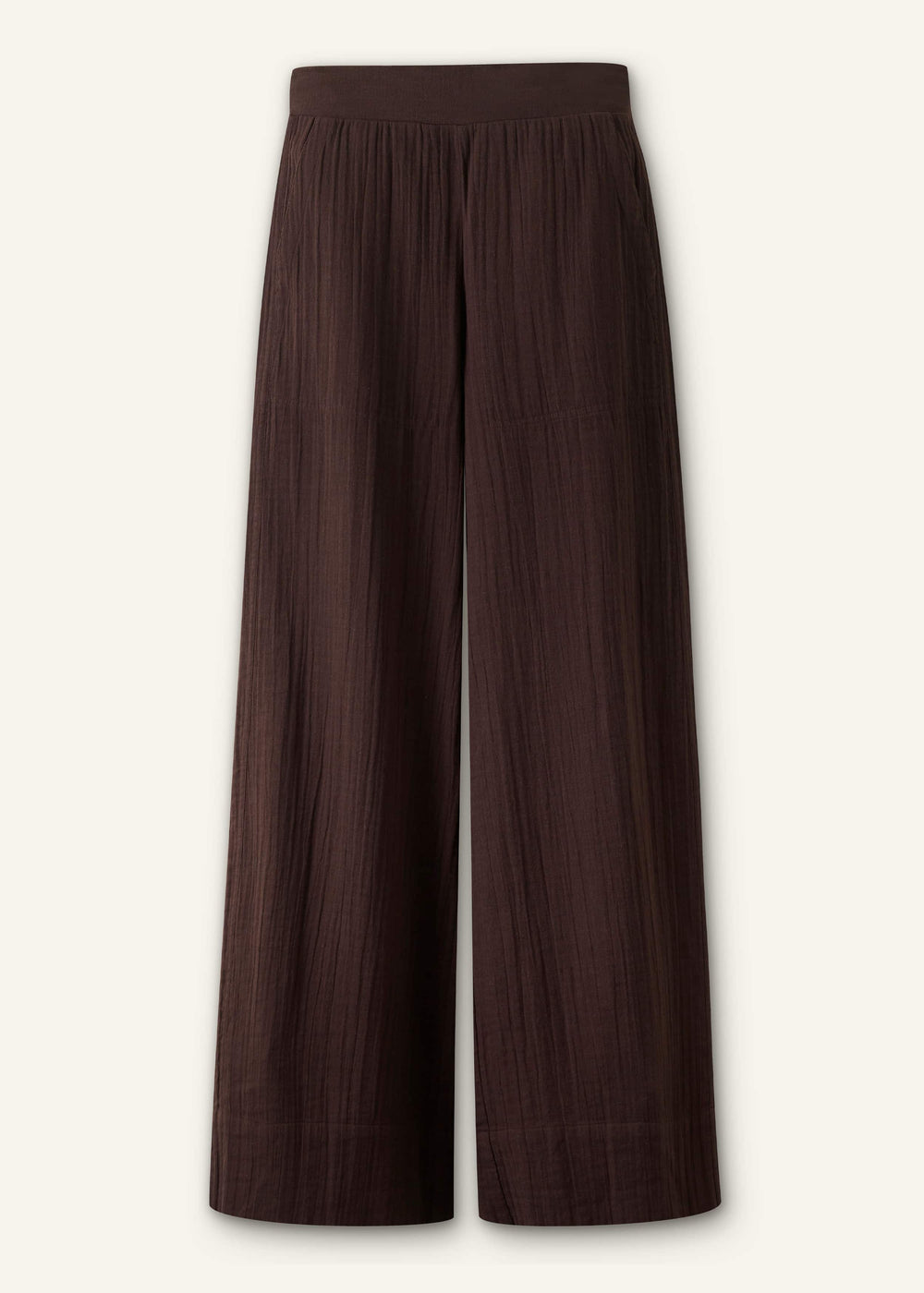 Brown Cheesecloth Wide-Leg Pant
