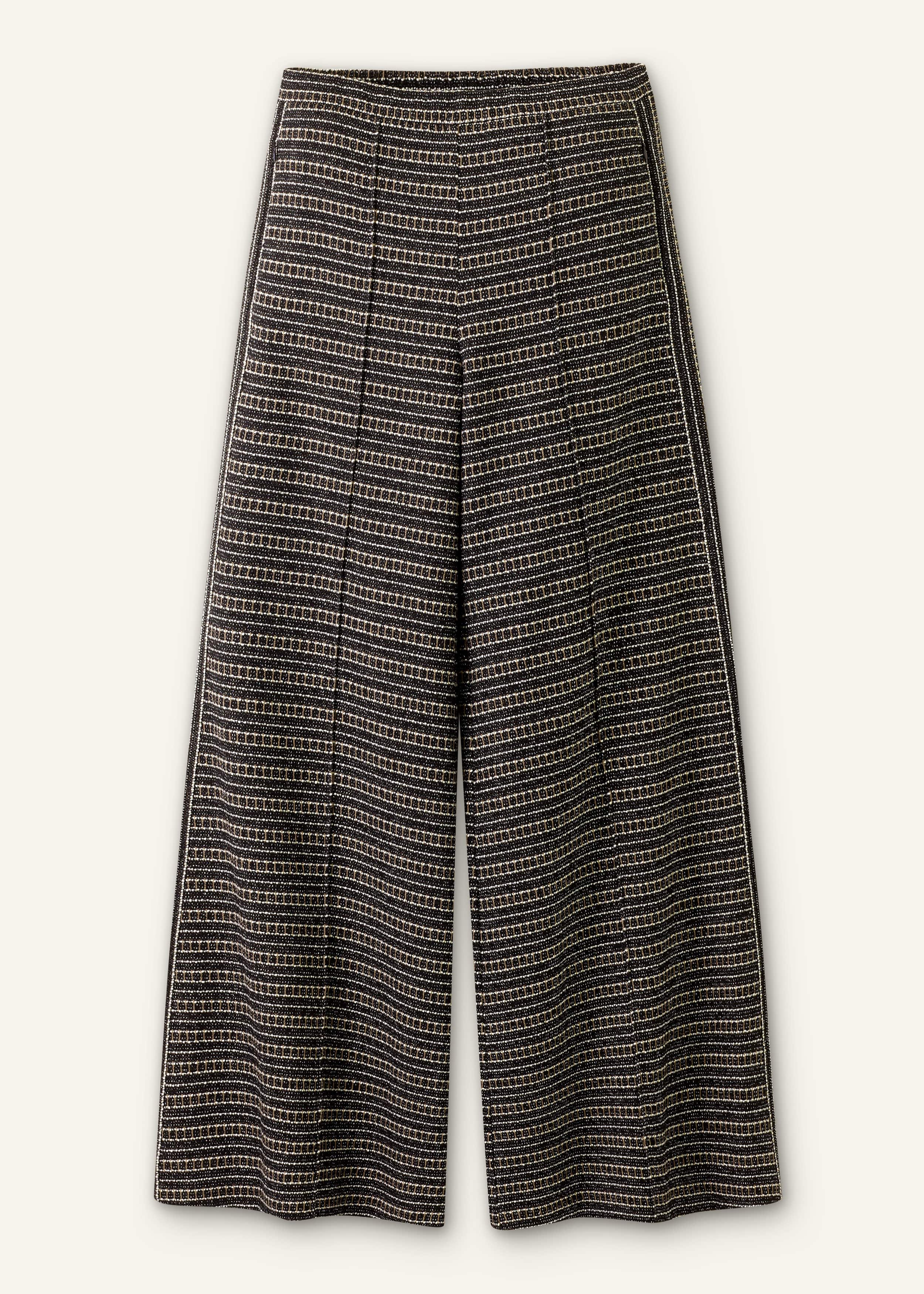 Black Stripe Tweed Wide-Leg Pant