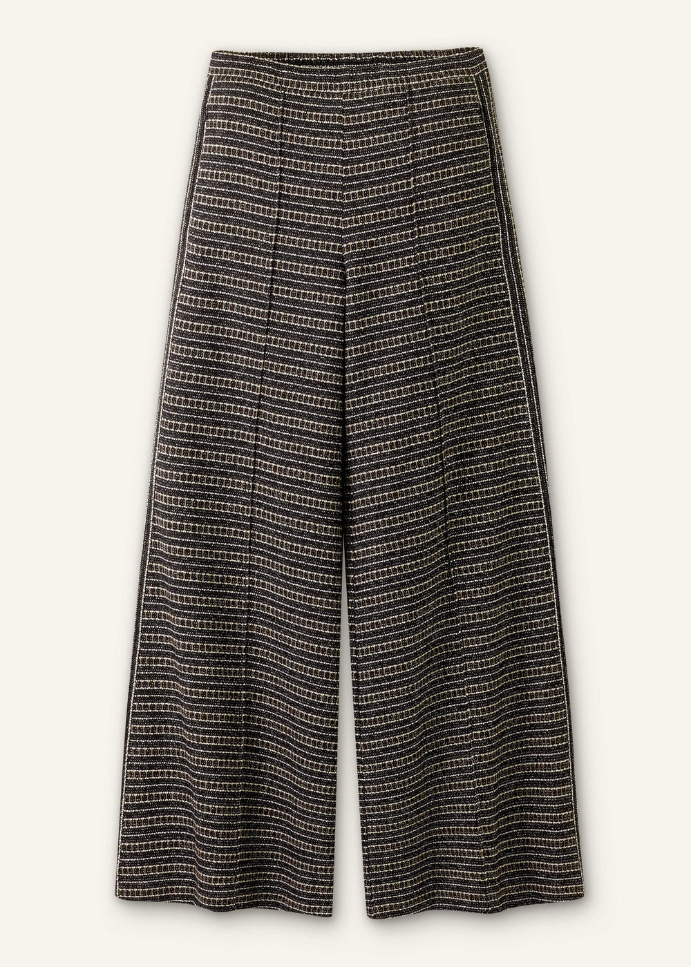 Black Stripe Tweed Wide-Leg Pant
