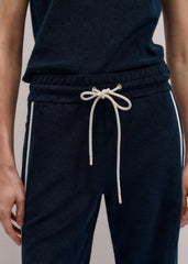 Navy Rib Trim Track Pant
