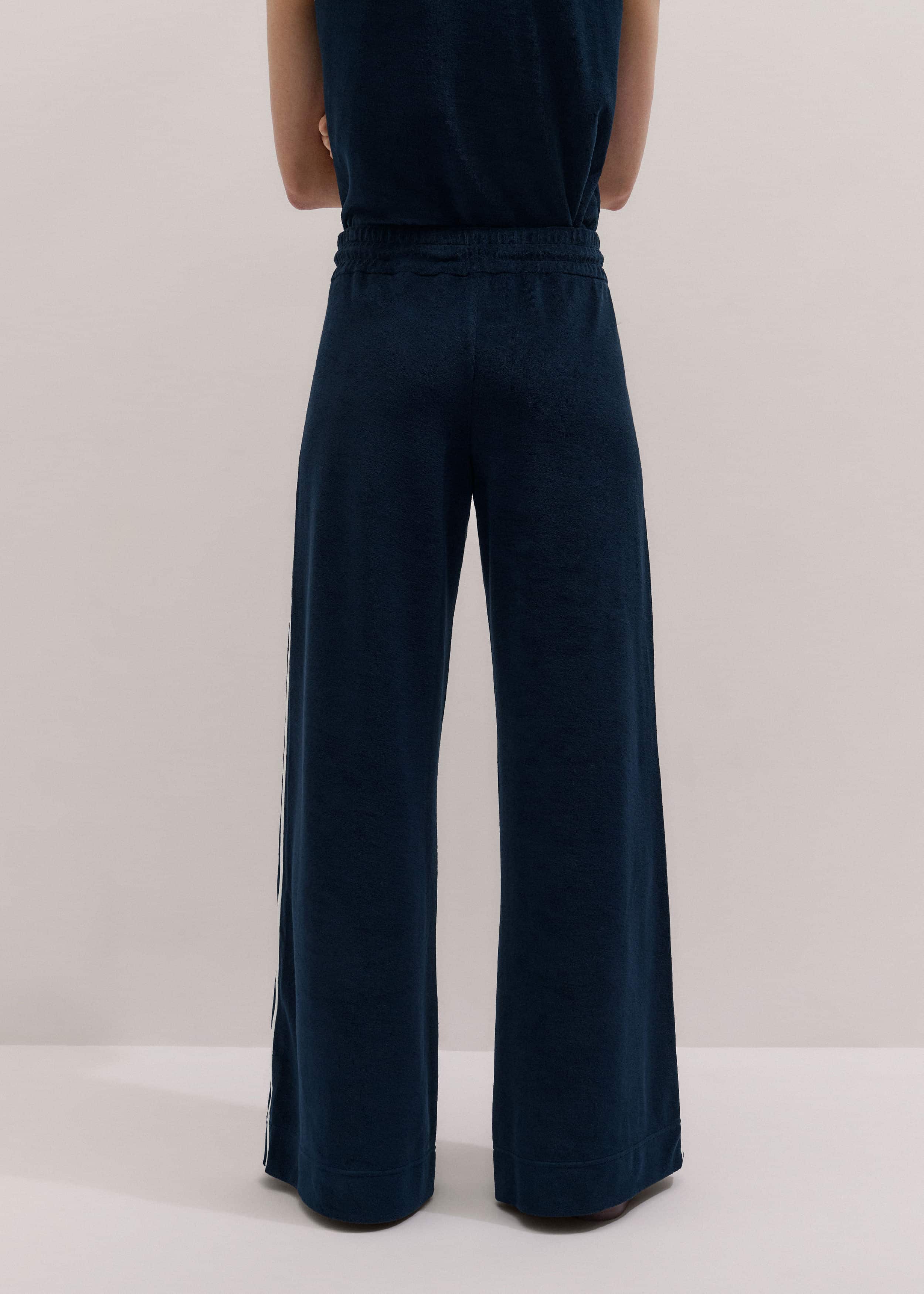 Navy Rib Trim Track Pant