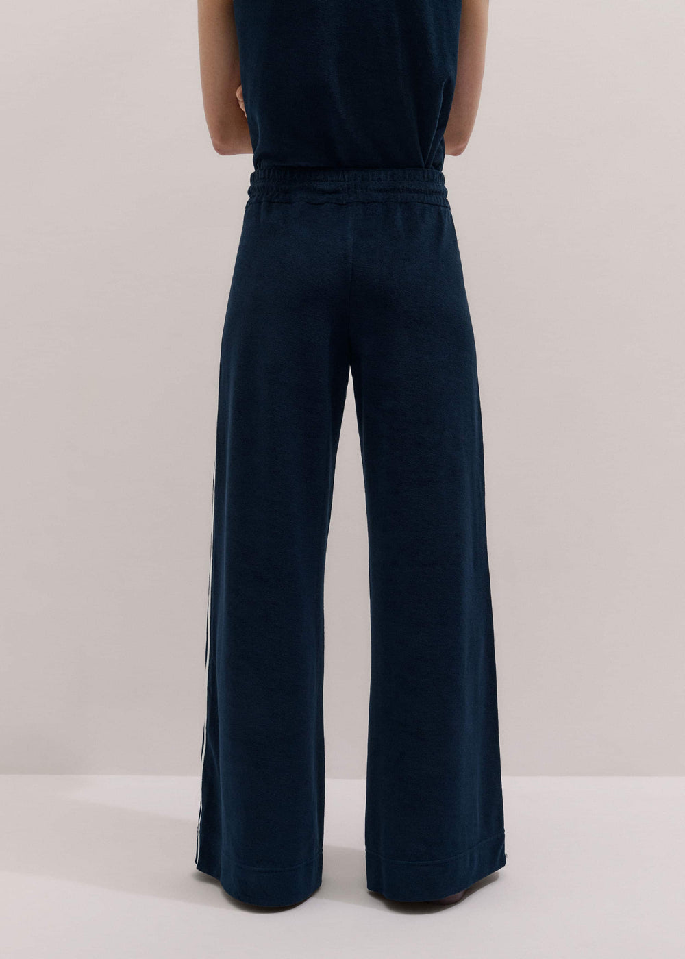 Navy Rib Trim Track Pant