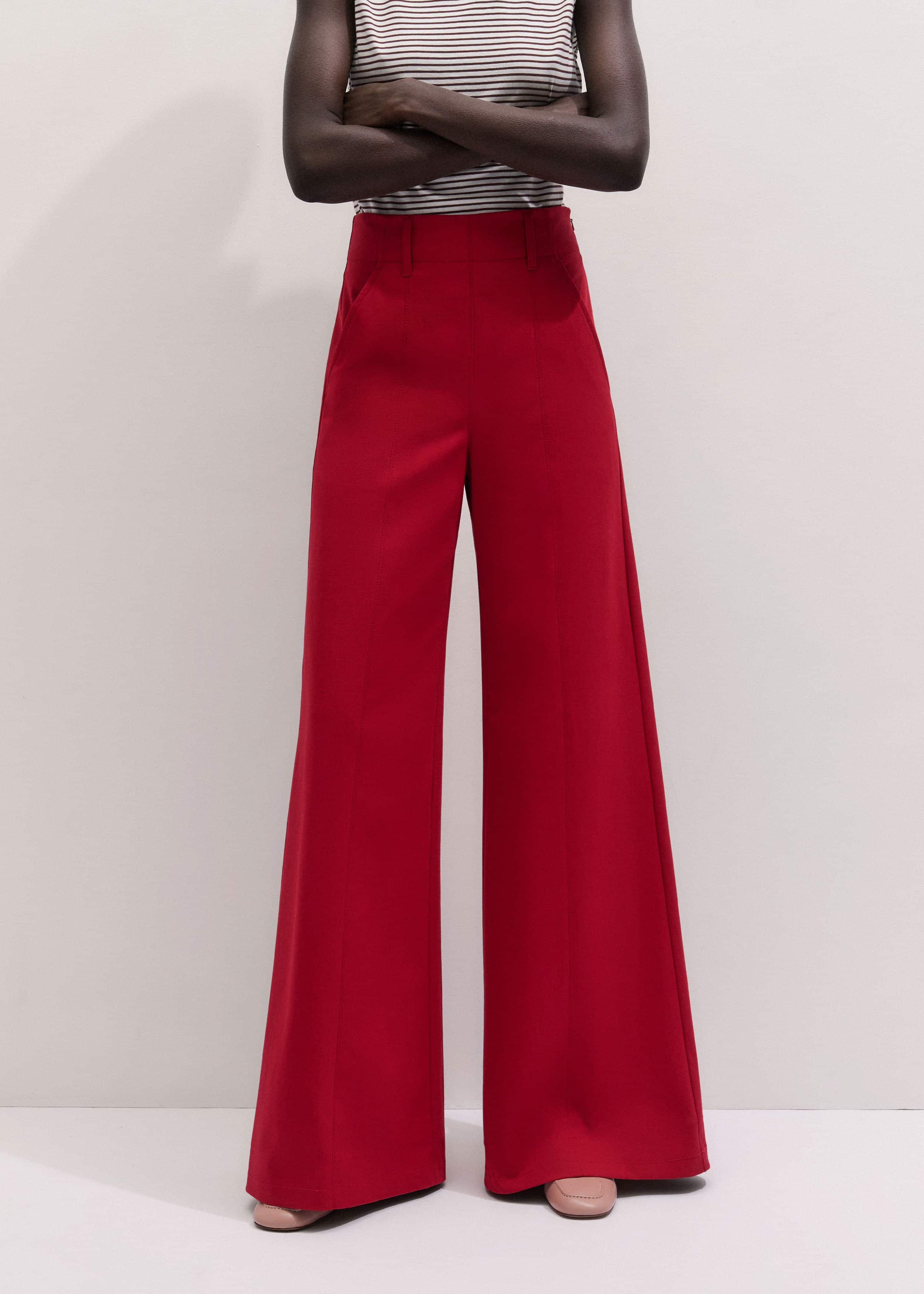 Red High Waist Wide-Leg Pant