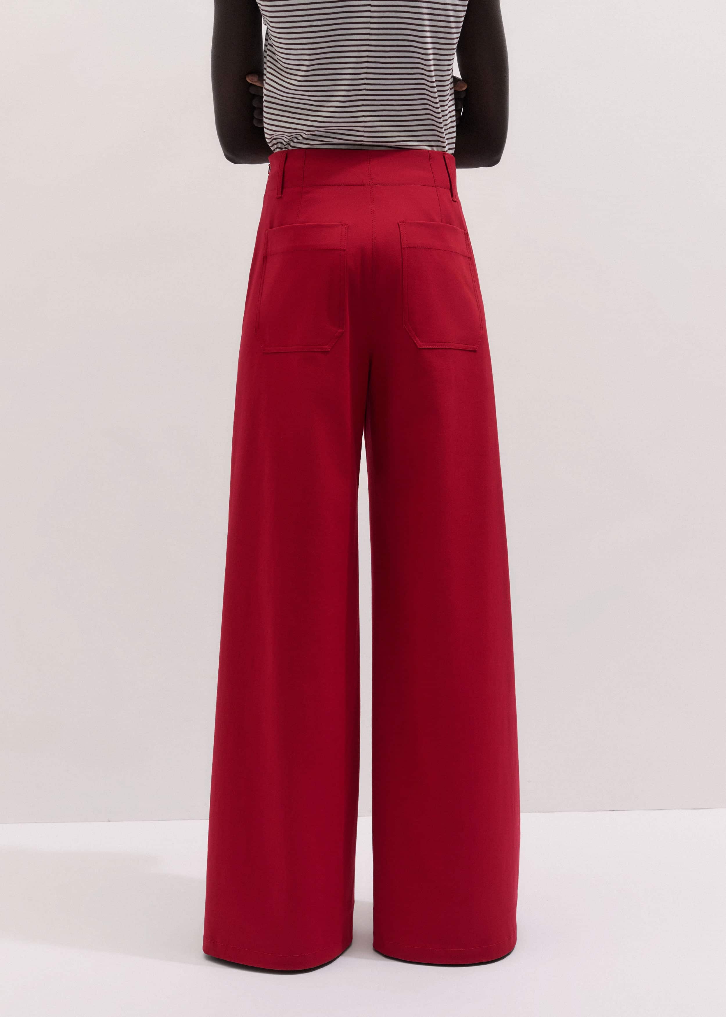Red High Waist Wide-Leg Pant