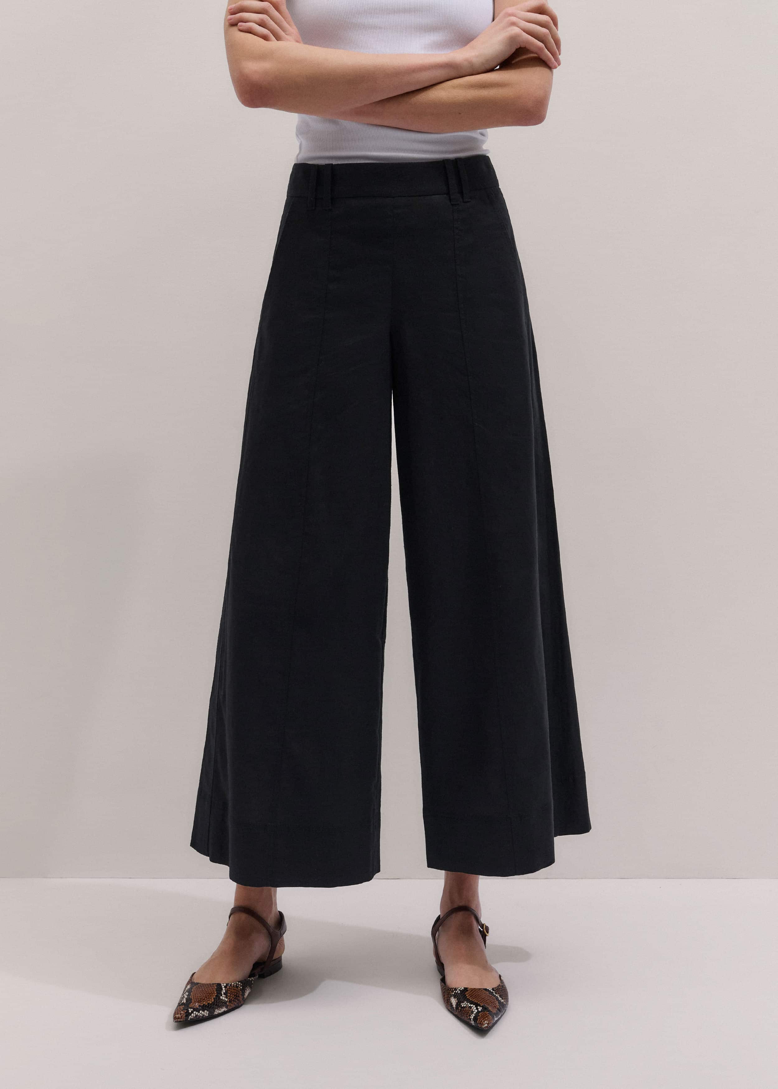 Black Crop Wide-Leg Pant
