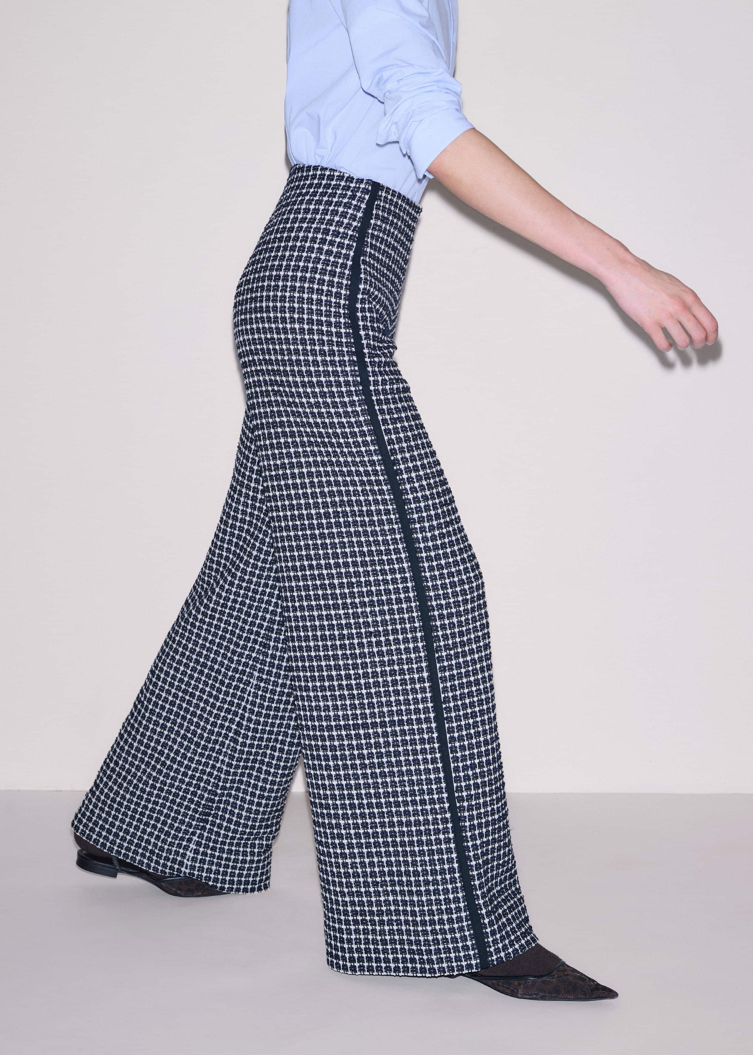 Navy Textured Wide-Leg Pant