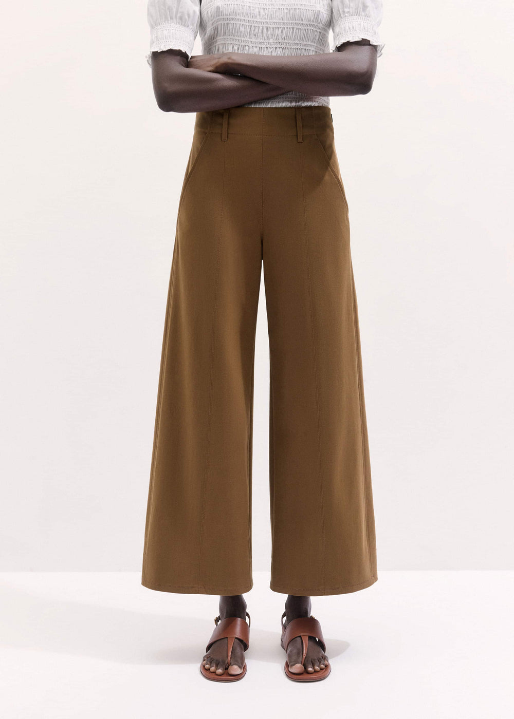 Brown Wide Crop Pant