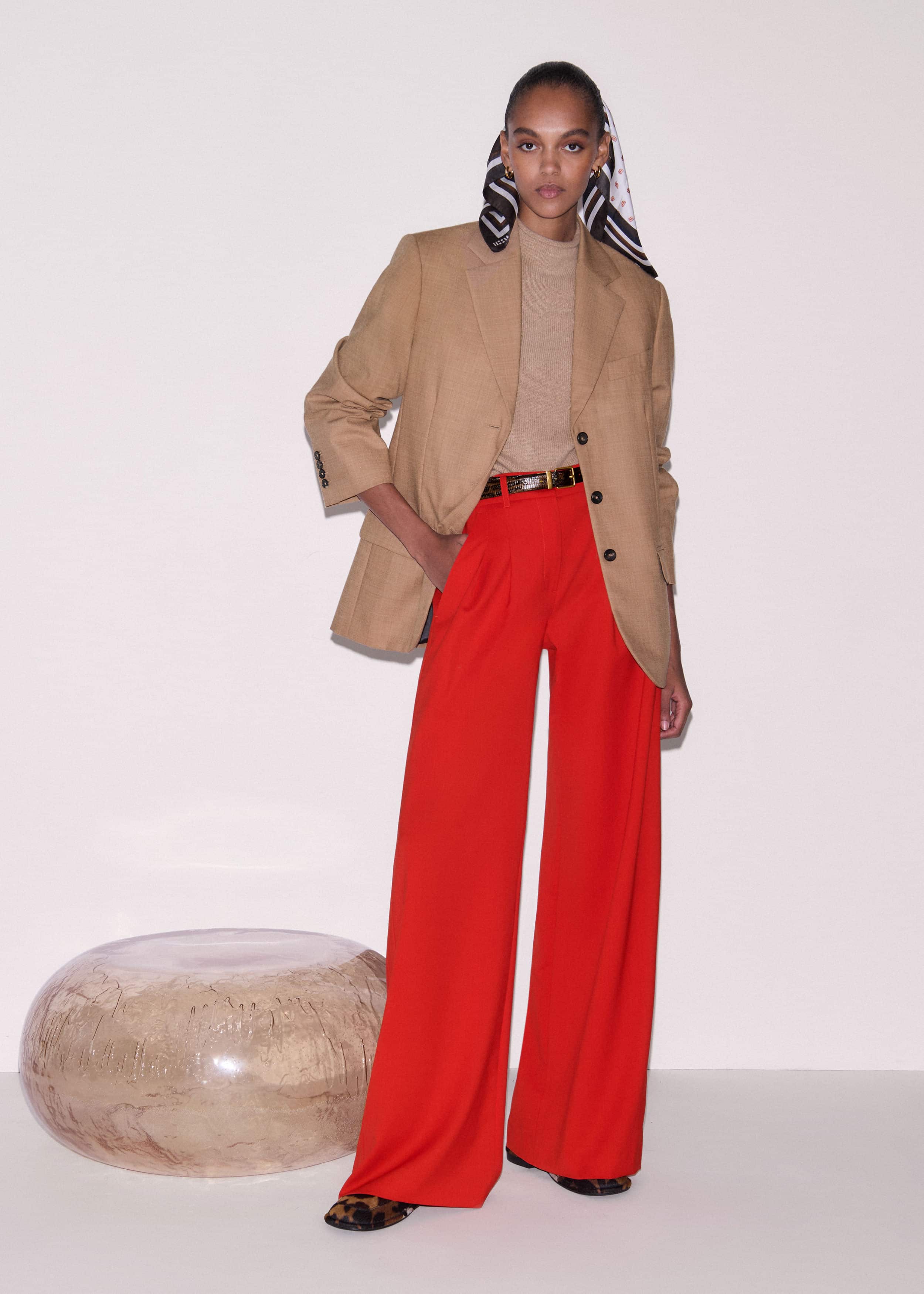 Red Perfect Wide Pleat Front Pant