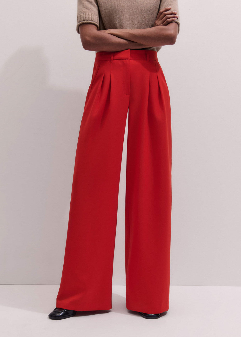 Red Perfect Wide Pleat Front Pant