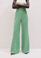Green Textured Wide-Leg Pant