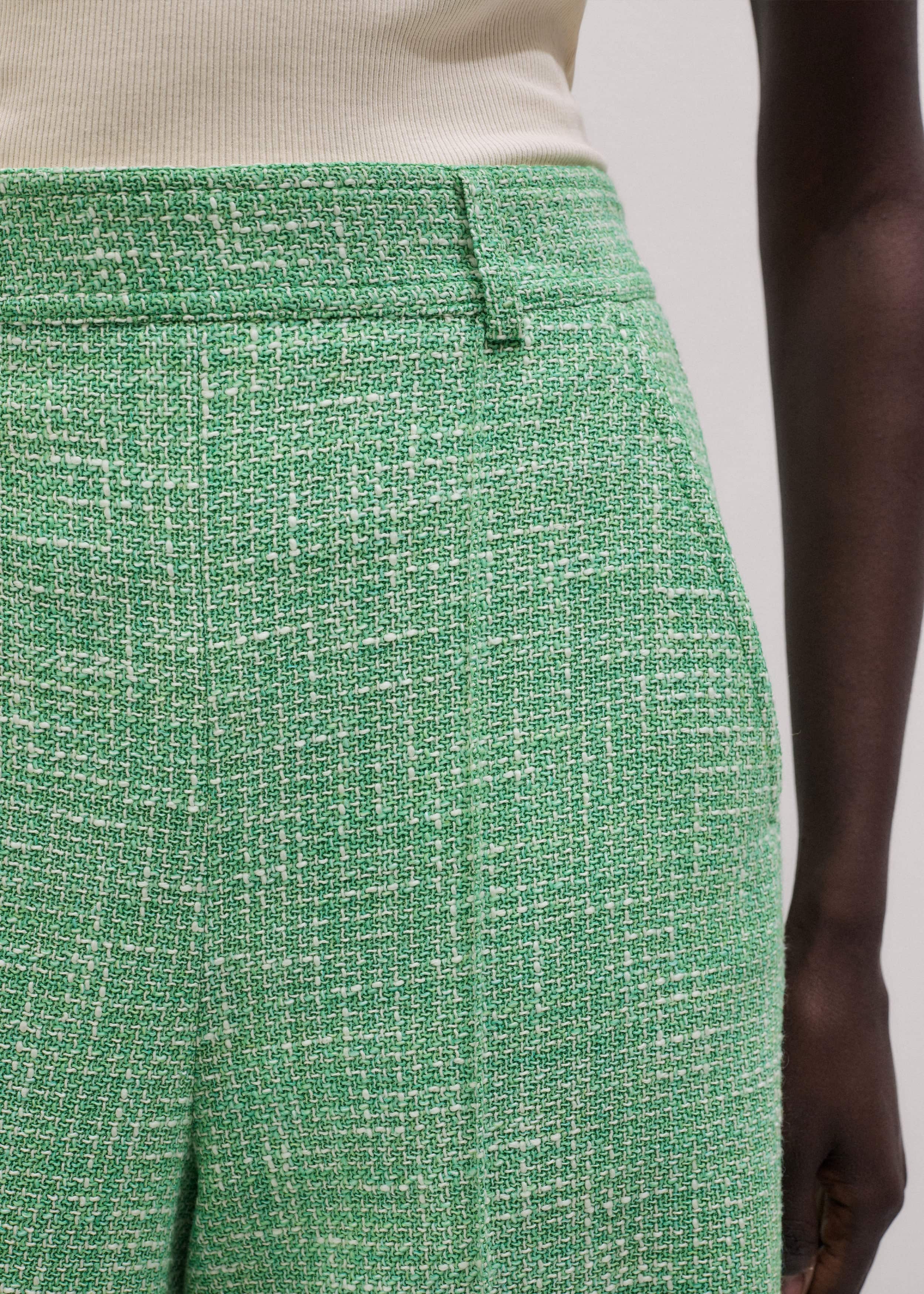 Green Textured Wide-Leg Pant