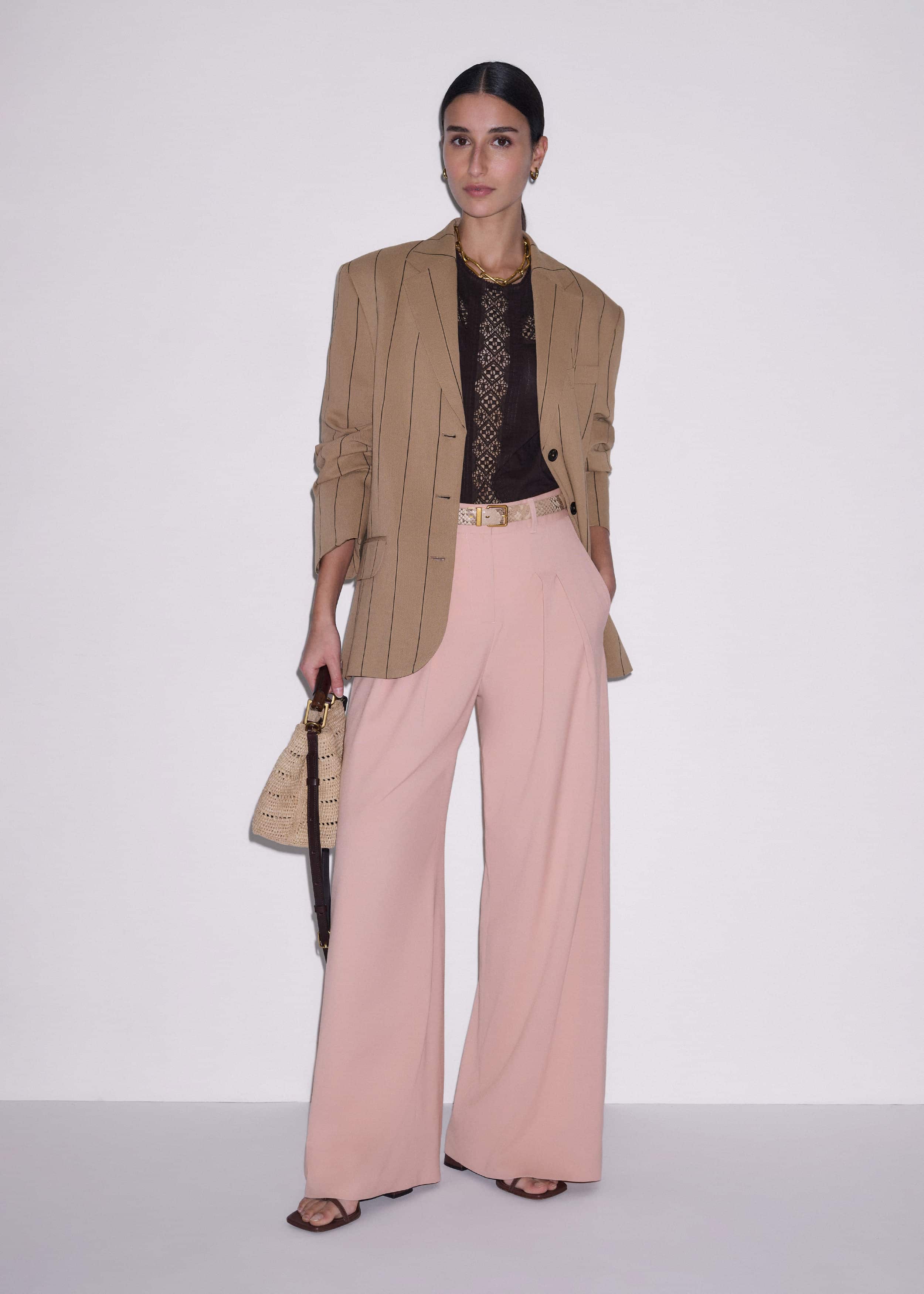 Pink Pleat Wide-Leg Pant