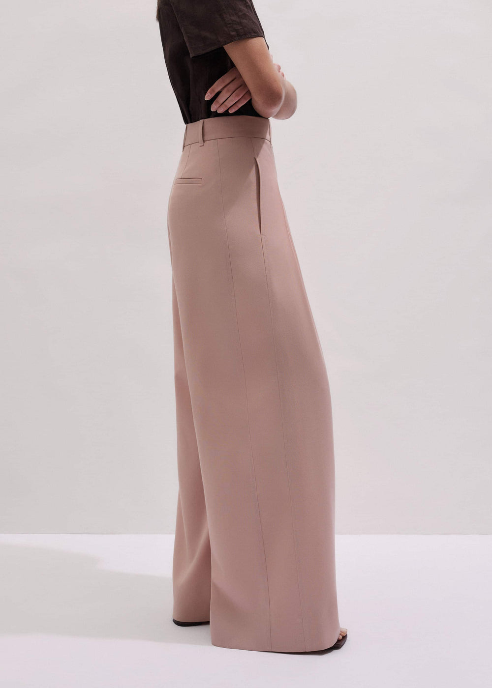 Pink Pleat Wide-Leg Pant
