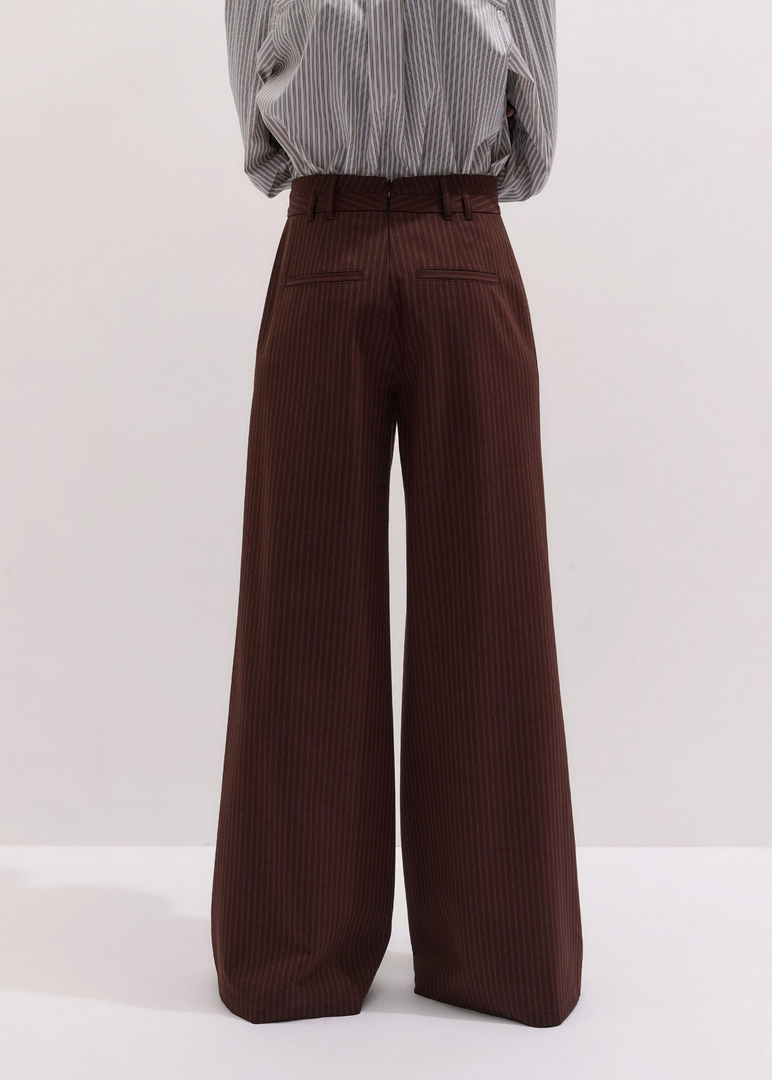 Cinnamon Pinstripe Wide-Leg Pant