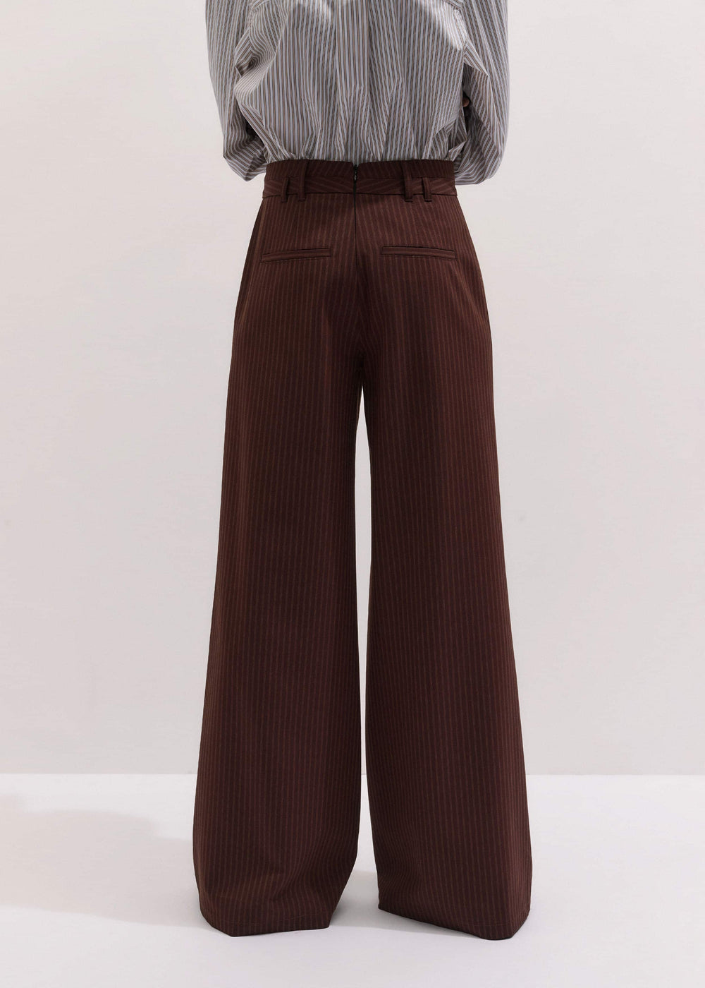 Cinnamon Pinstripe Wide-Leg Pant