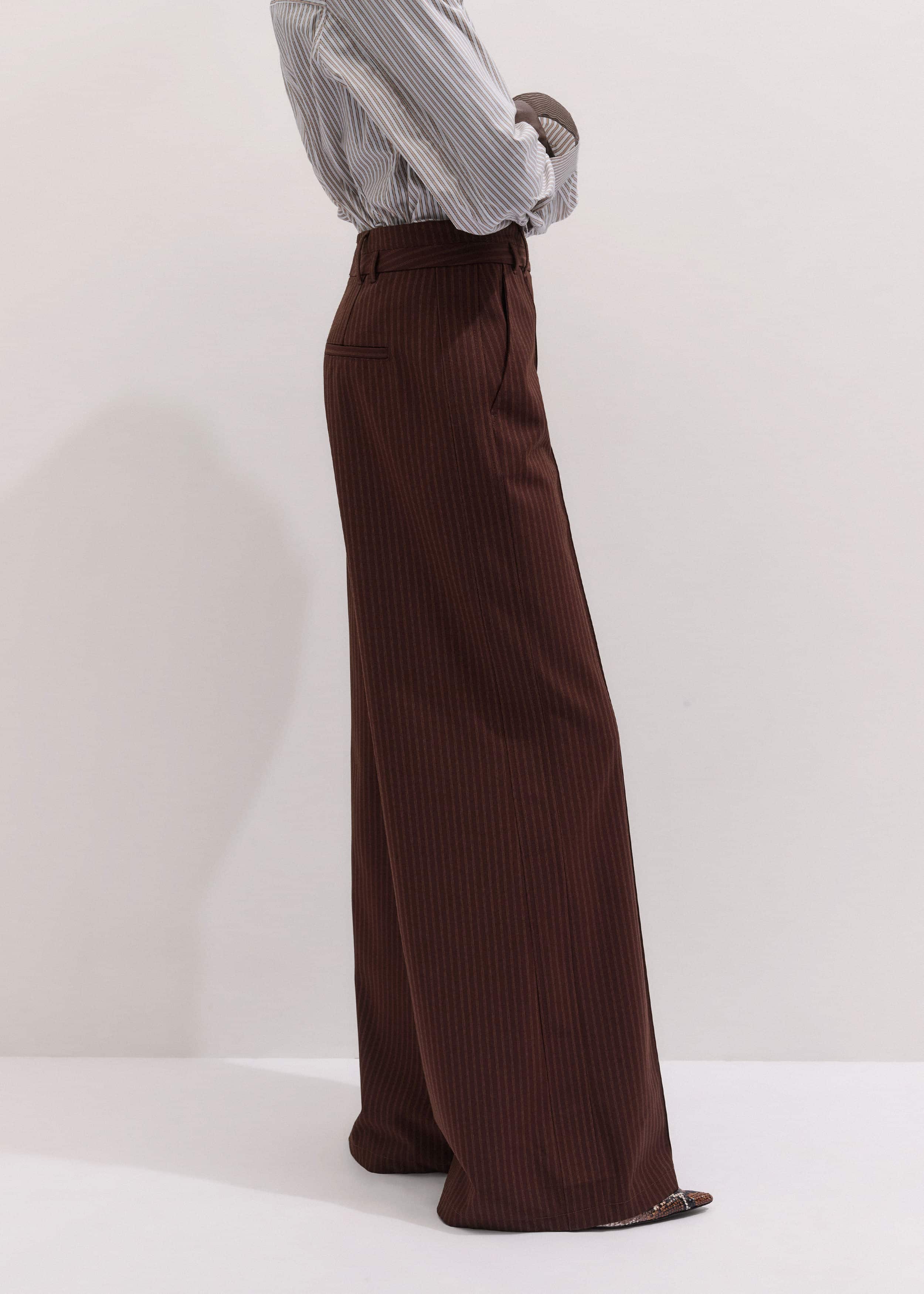 Cinnamon Pinstripe Wide-Leg Pant