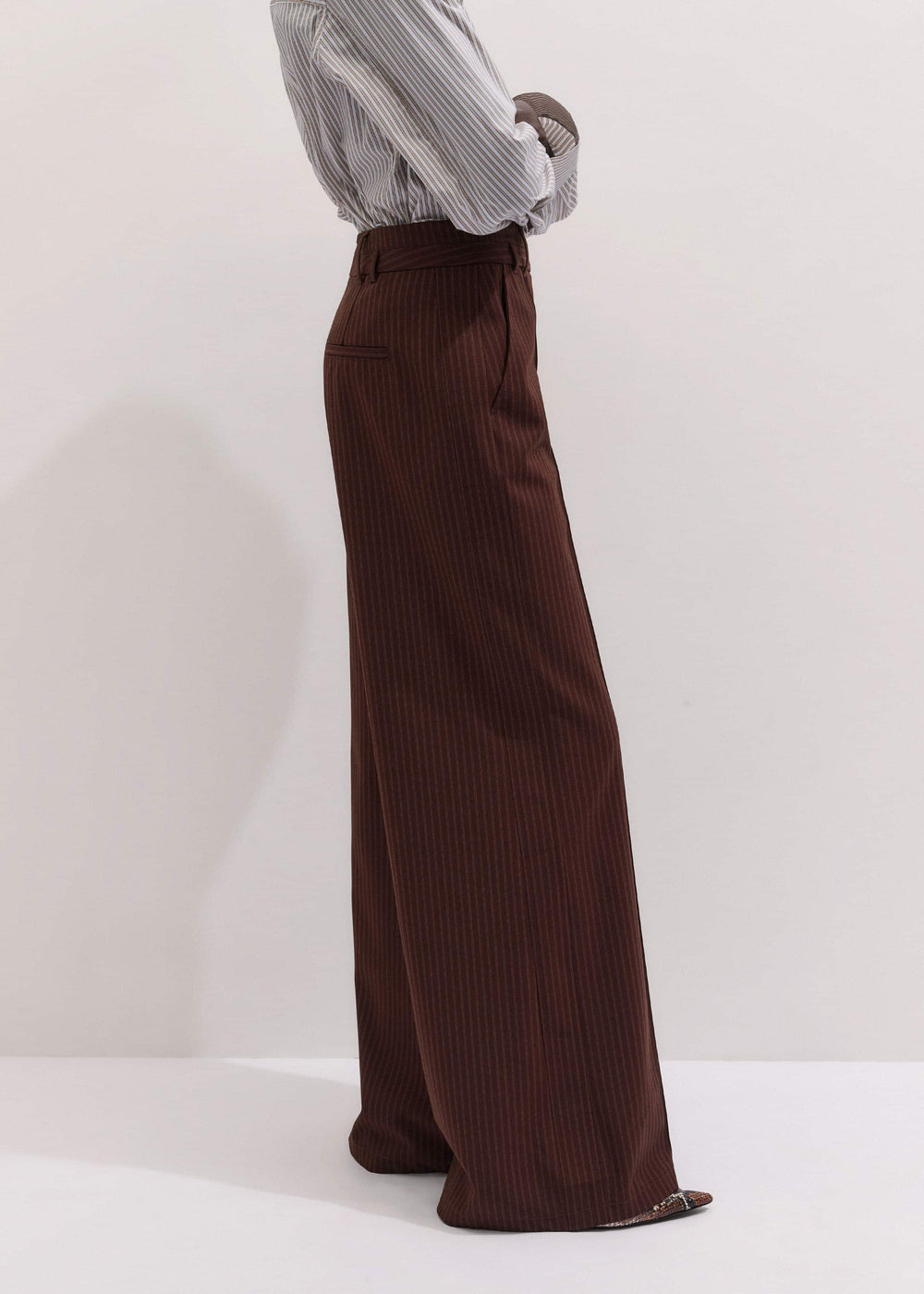 Cinnamon Pinstripe Wide-Leg Pant